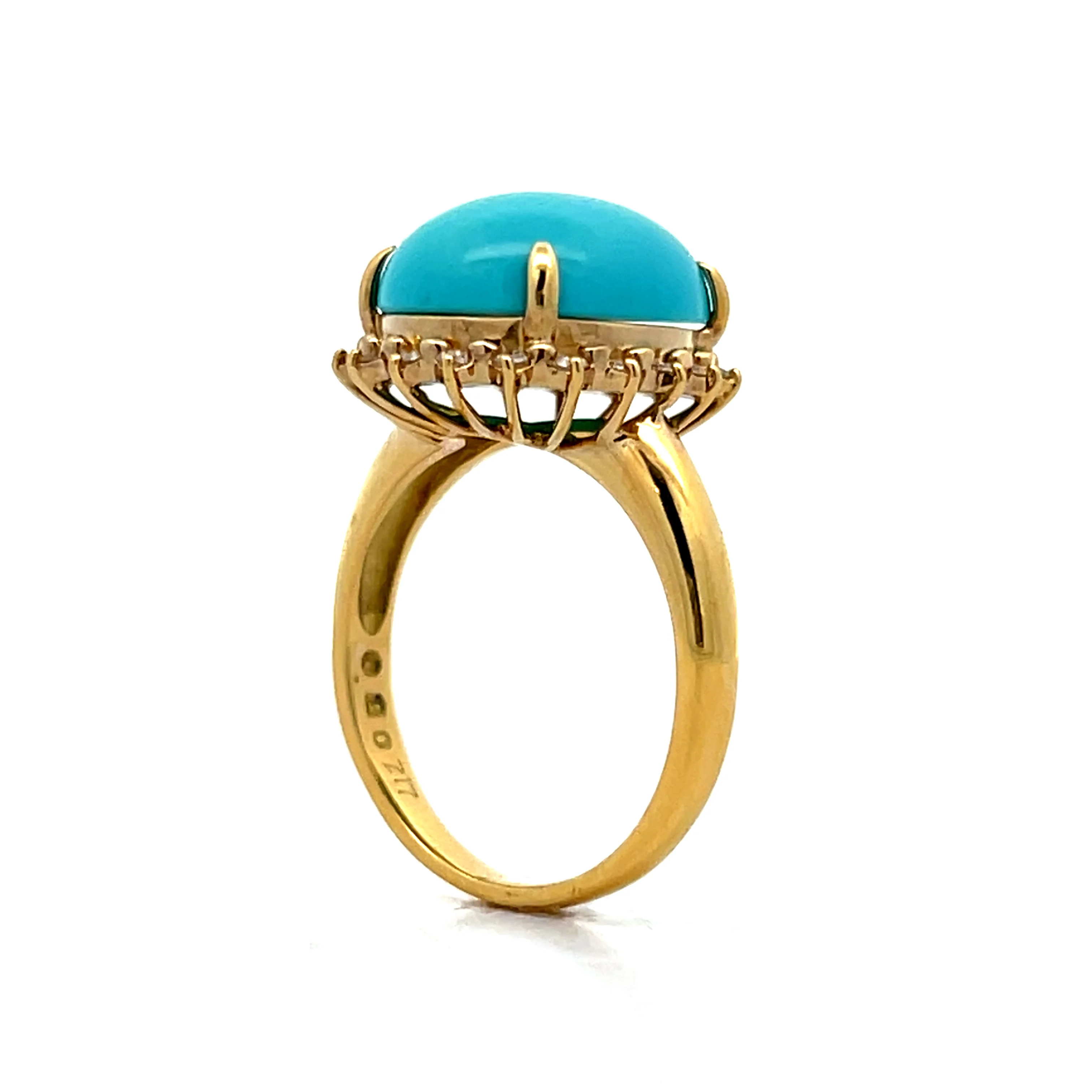 7.17 Oval Cabochon Turquoise Cocktail Ring in 18k - Image 5