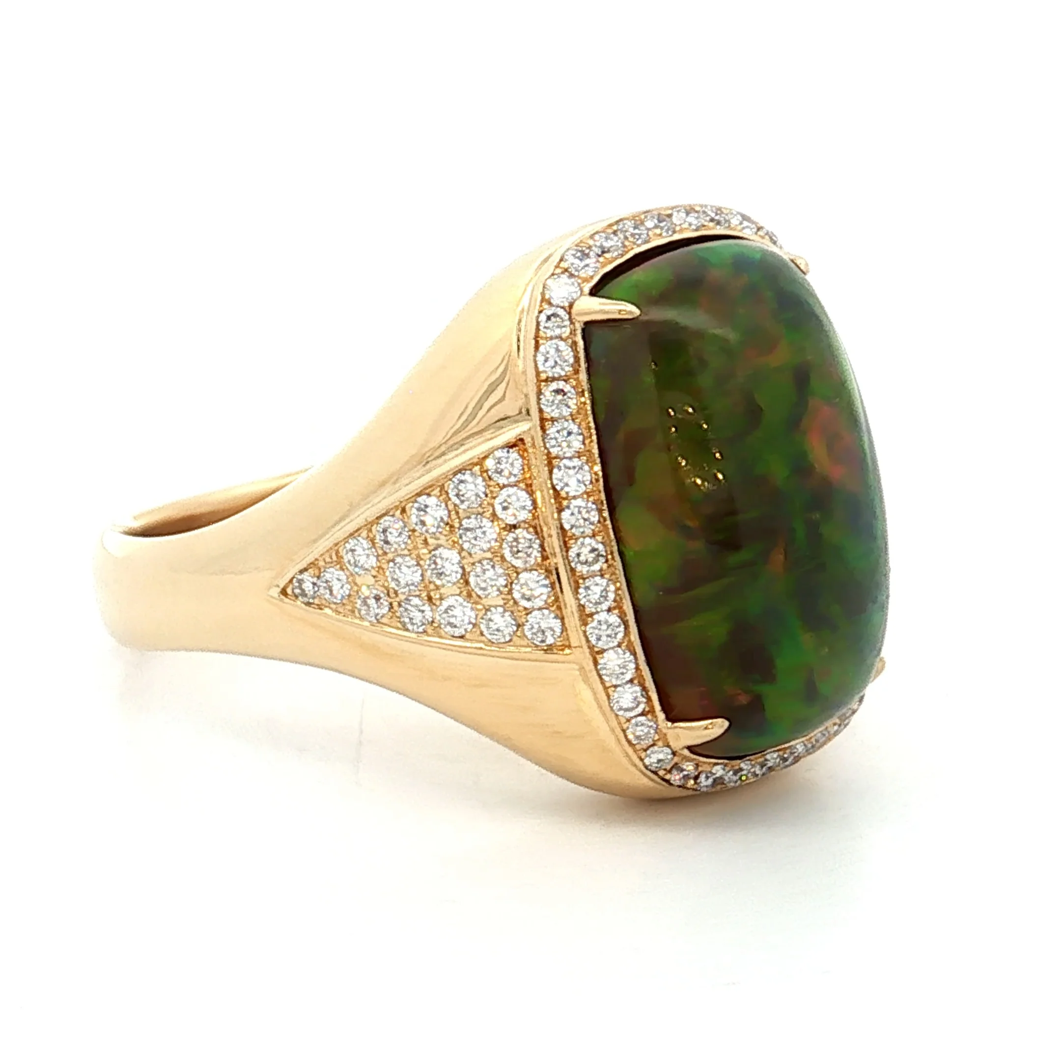 7.18 Mens Cabochon Ethiopian Jelly Opal Ring 18k - Image 3