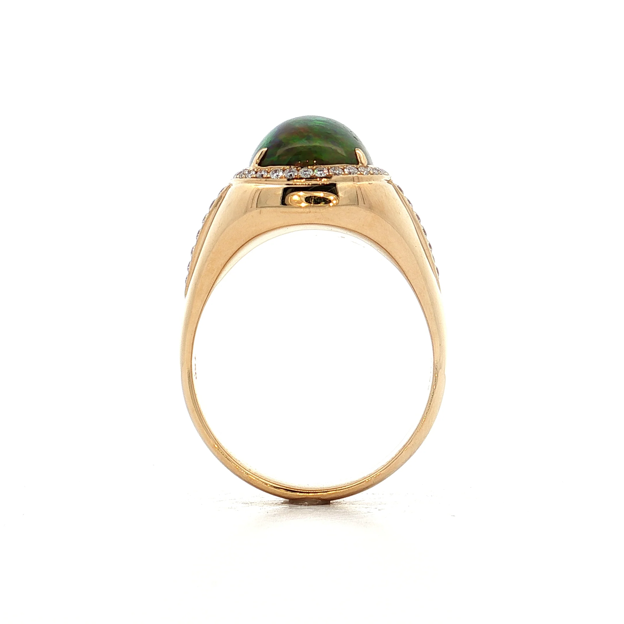 7.18 Mens Cabochon Ethiopian Jelly Opal Ring 18k - Image 4