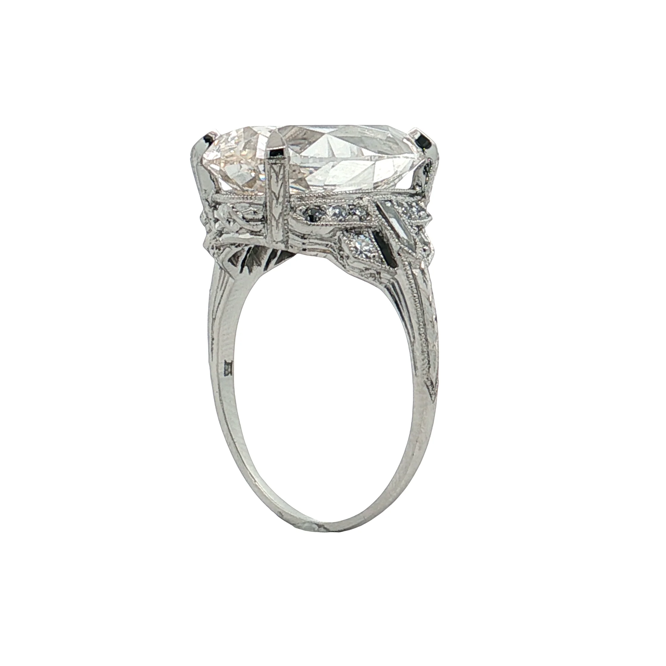 7.22 Art Deco Type IIA Diamond Engagement Ring Platinum - Image 5