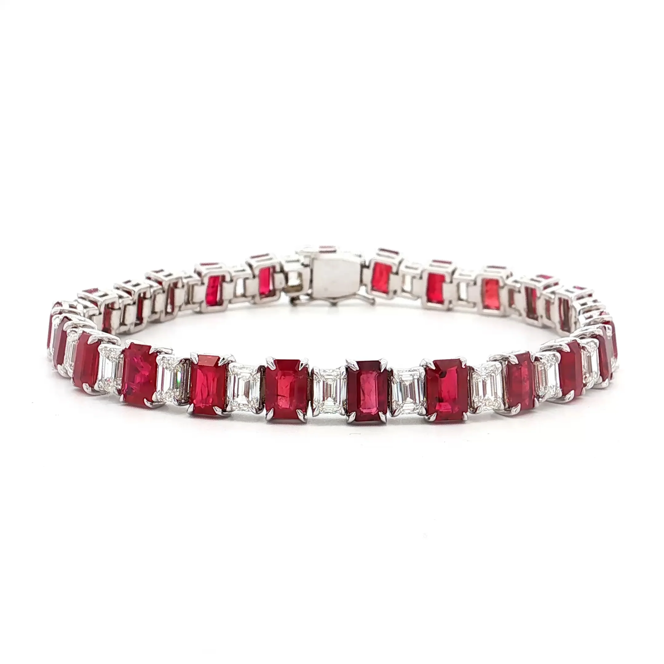 7.23 Ruby & Diamond Bracelet in 18k White Gold