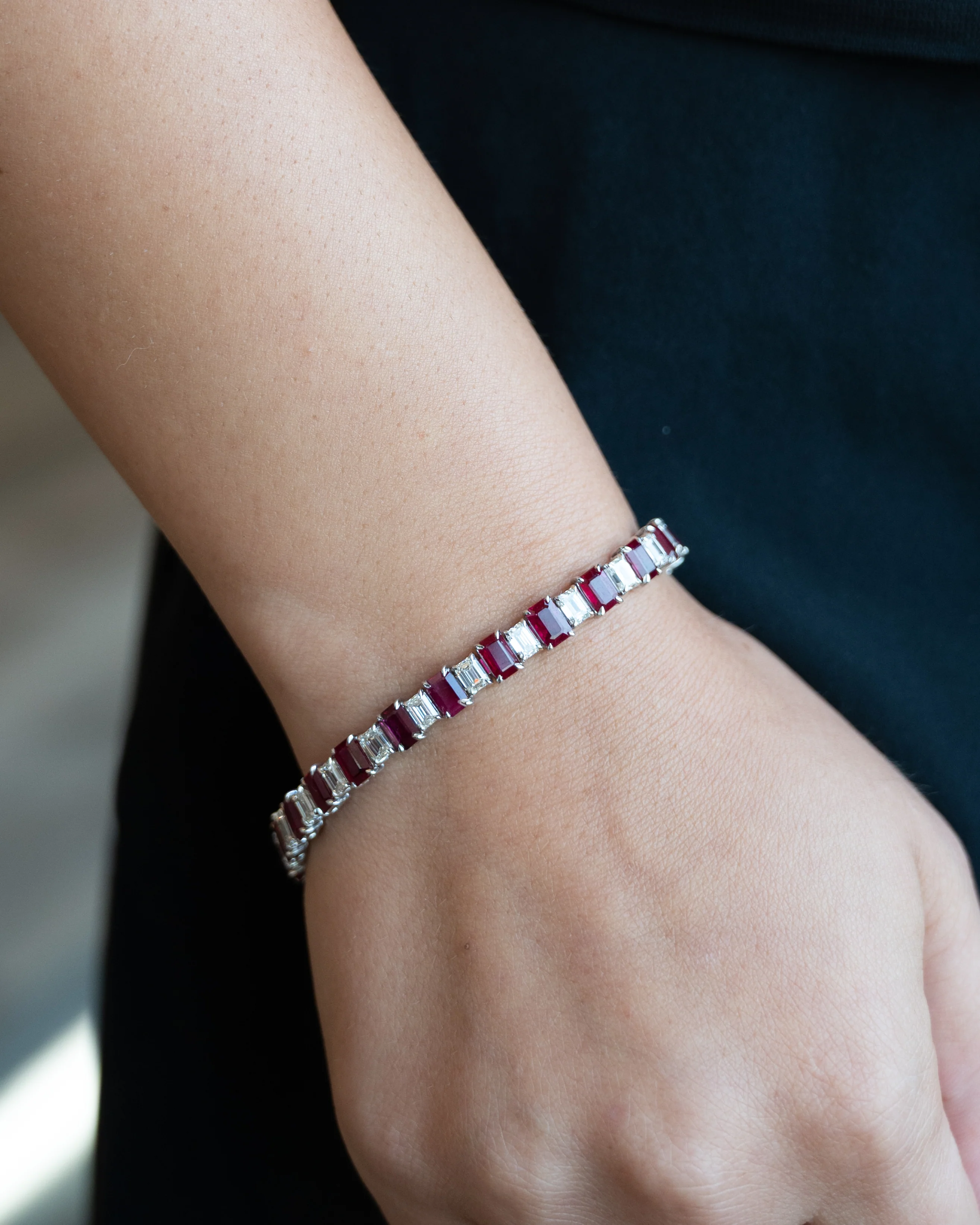 7.23 Ruby & Diamond Bracelet in 18k White Gold - Image 6