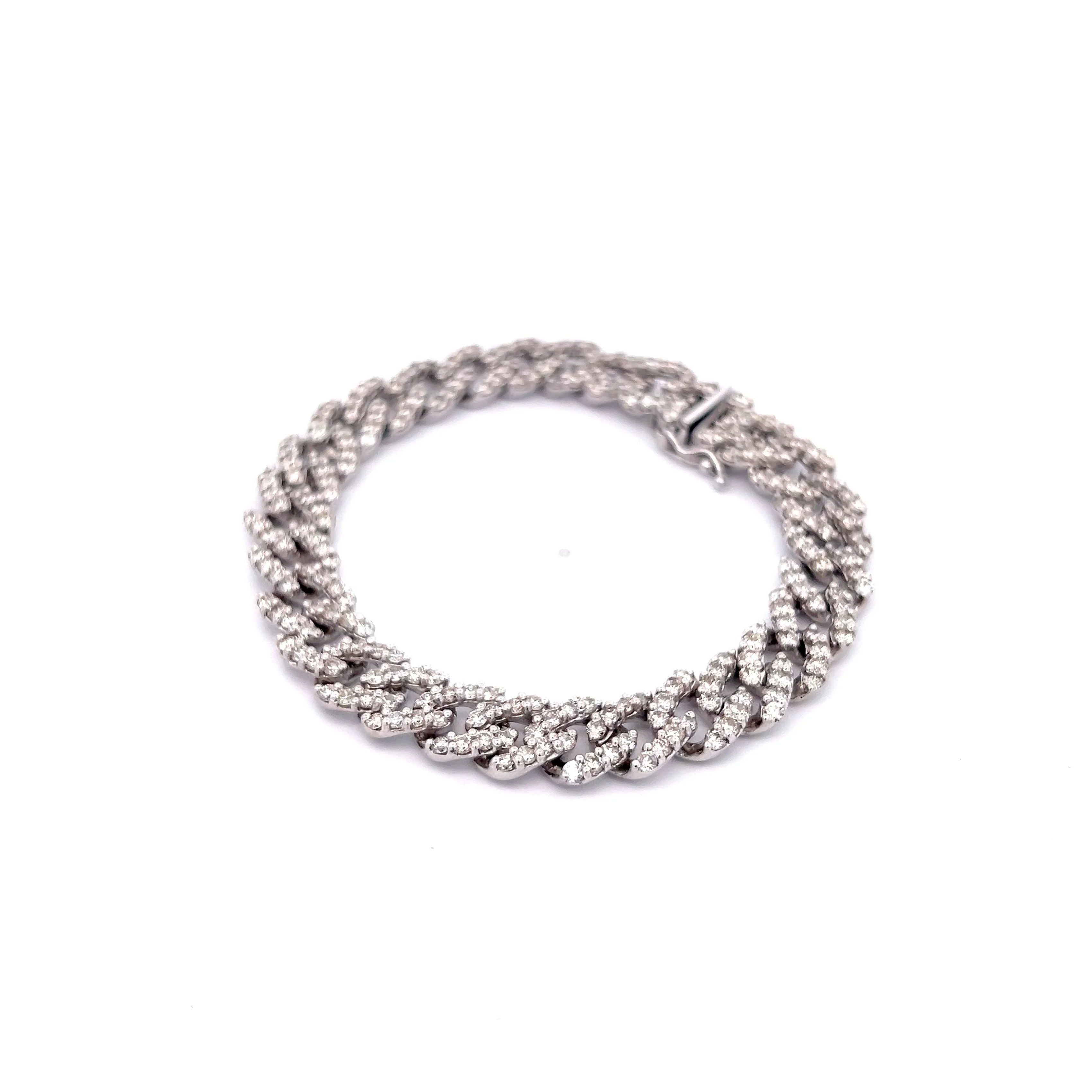 7.25 Cuban Link Diamond Bracelet in 14k White Gold - Image 2