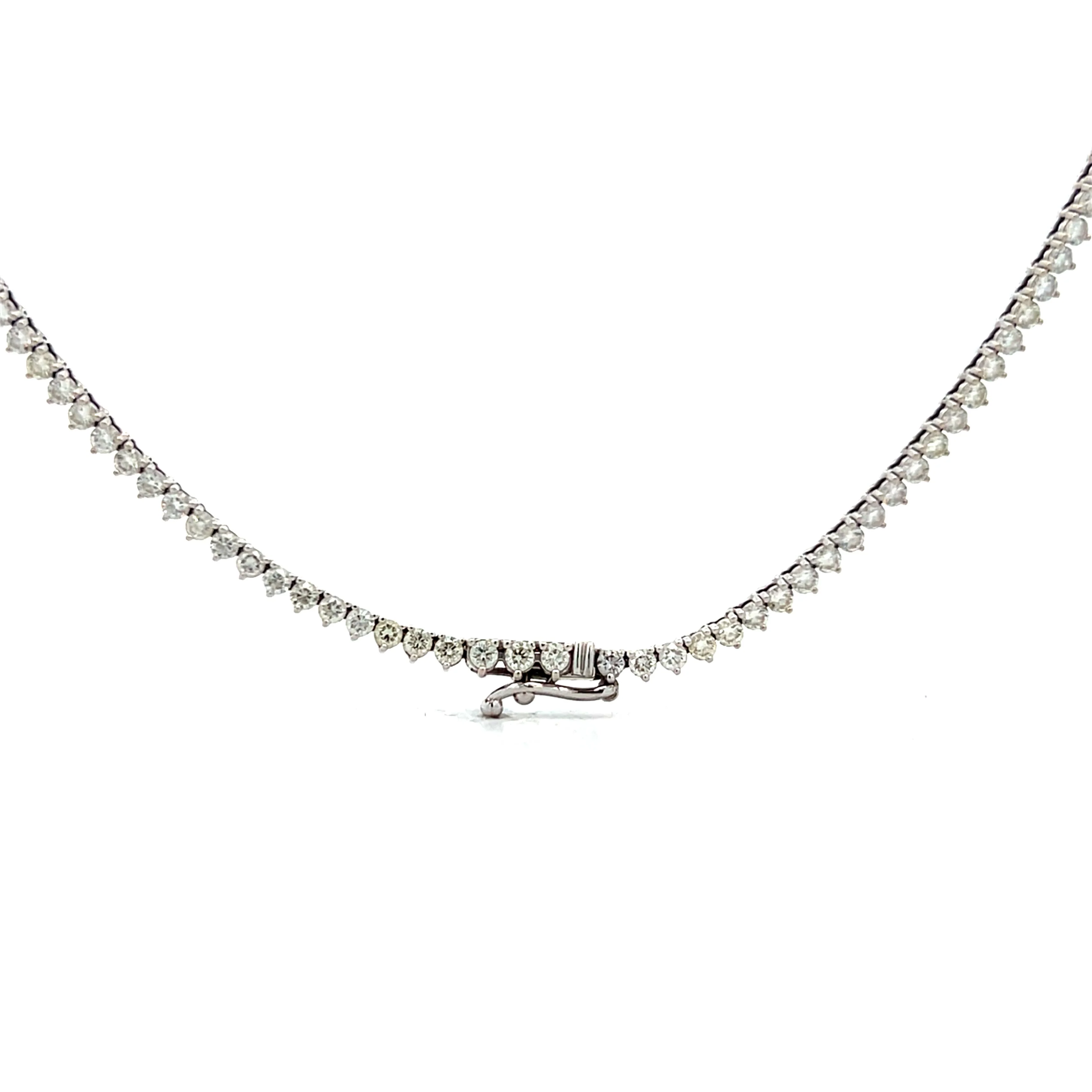 7.25 Round Brilliant Diamond Tennis Necklace in 14k - Image 4