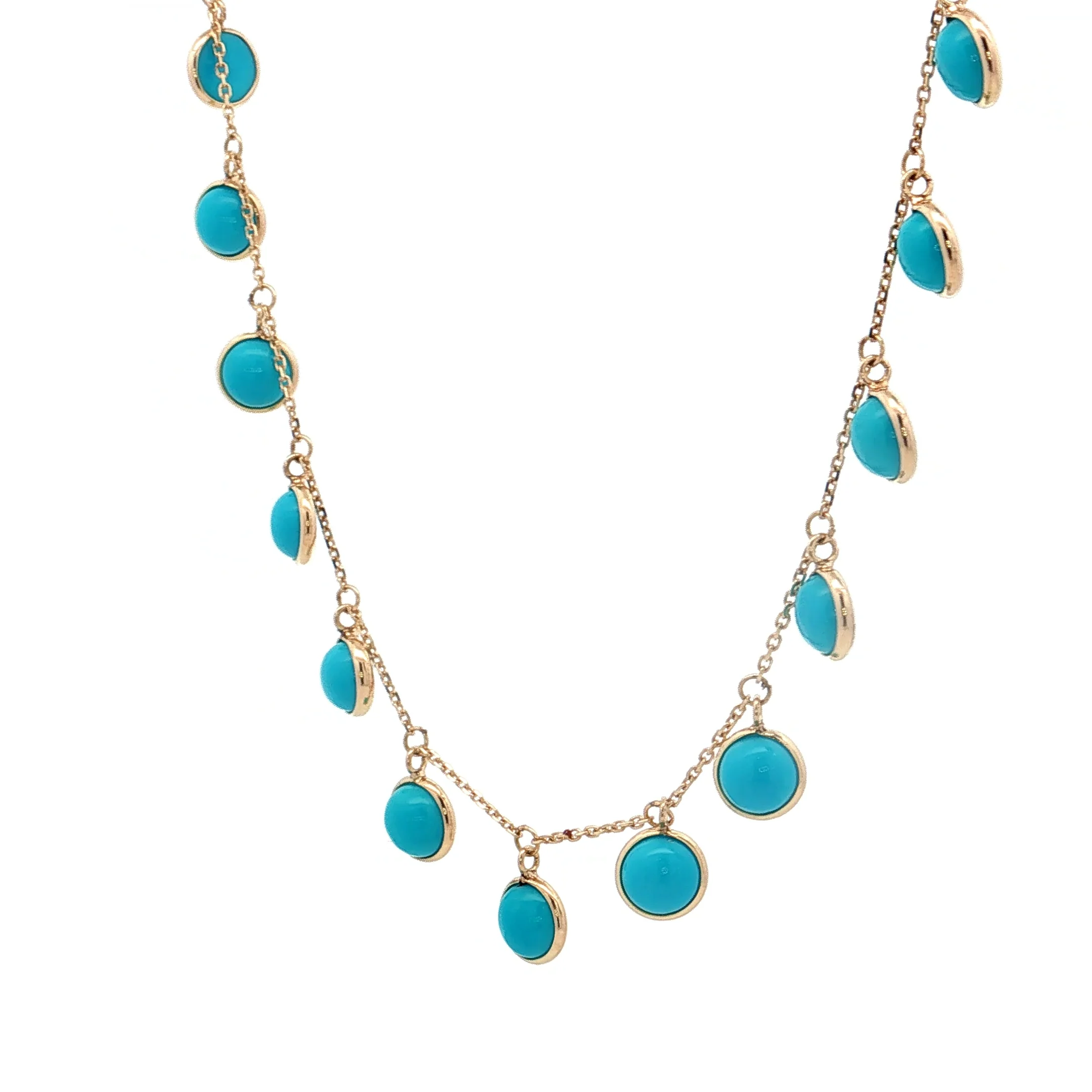7.30 Cabochon Turquoise Dangle Necklace 14k - Image 2