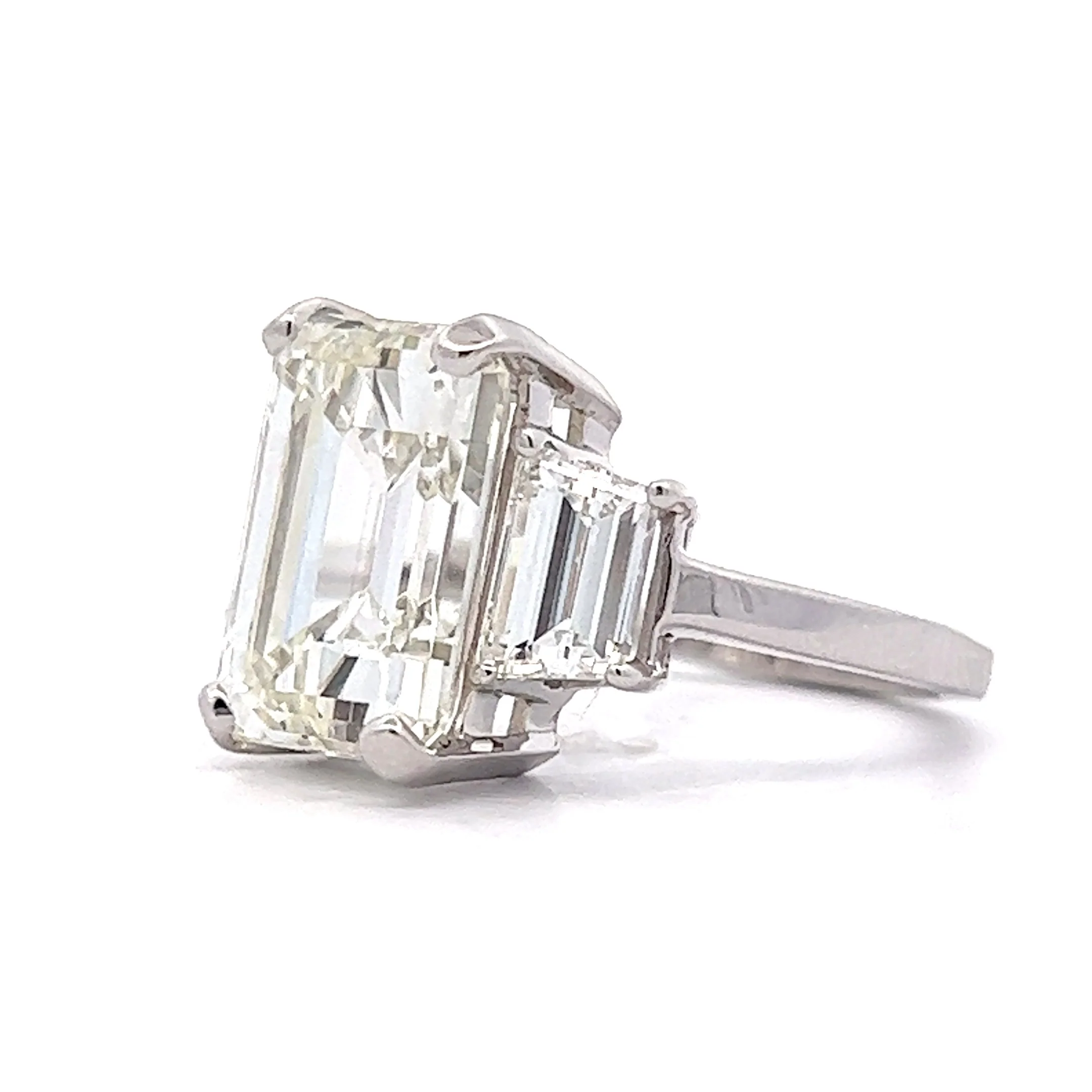 7.40 Emerald Cut Three Stone Engagement Ring in 14k White Gold - Image 2