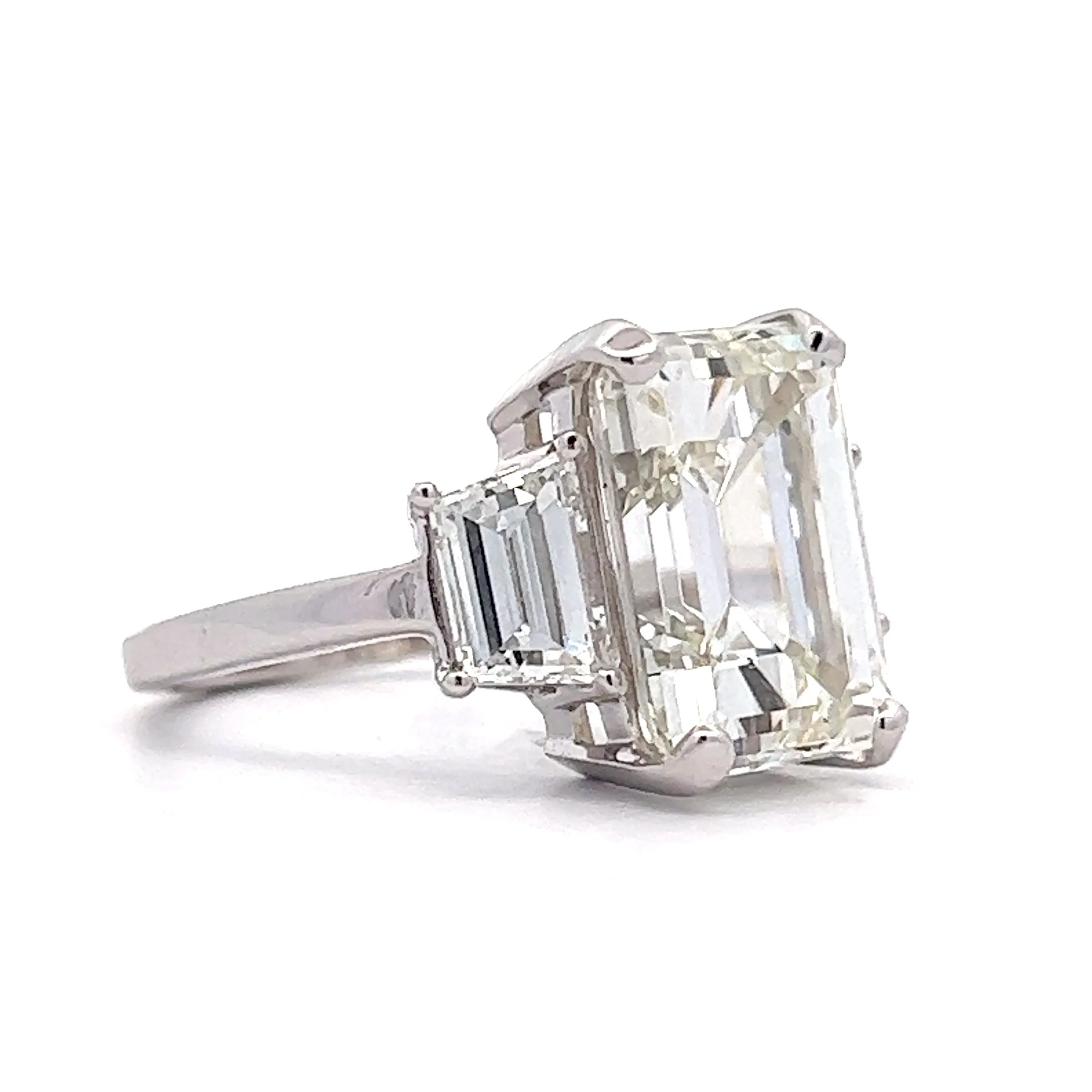 7.40 Emerald Cut Three Stone Engagement Ring in 14k White Gold - Image 3
