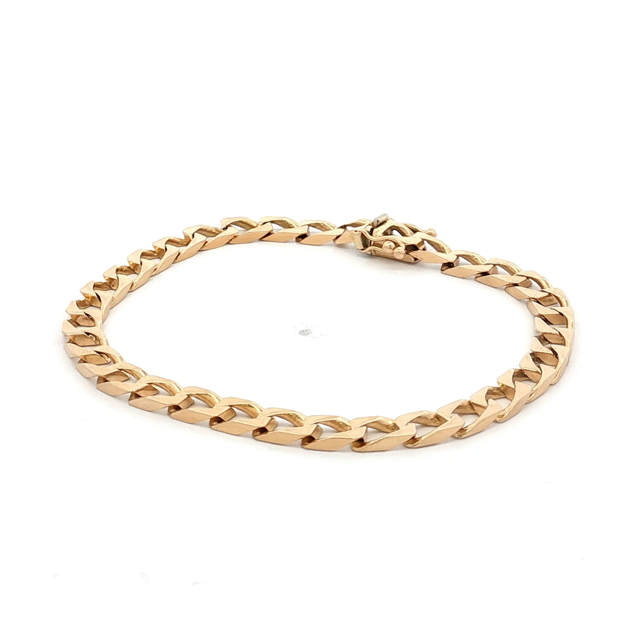 7.5" Flat Curb Link Chain Bracelet 14k Yellow Gold - Image 2