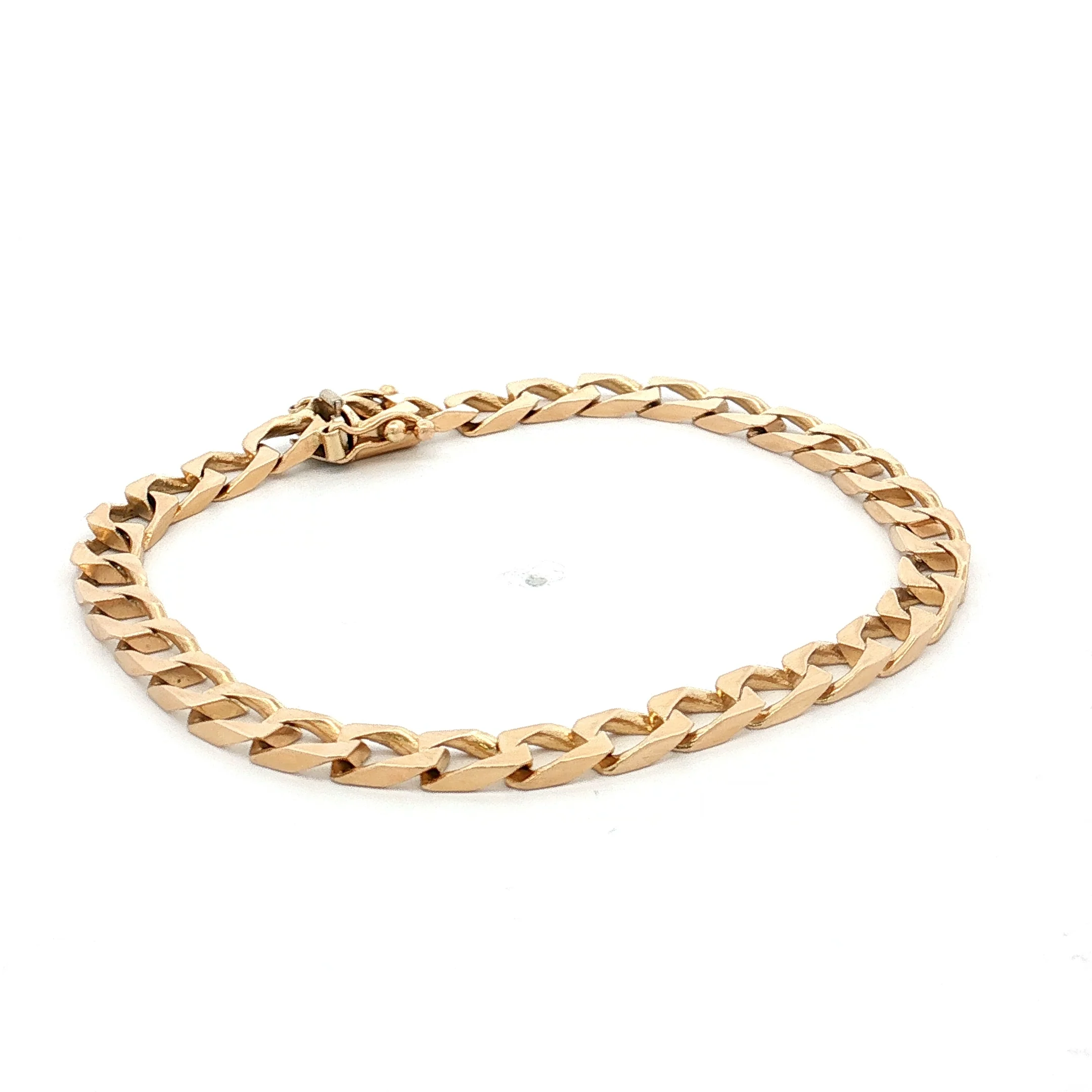 7.5" Flat Curb Link Chain Bracelet 14k Yellow Gold - Image 3