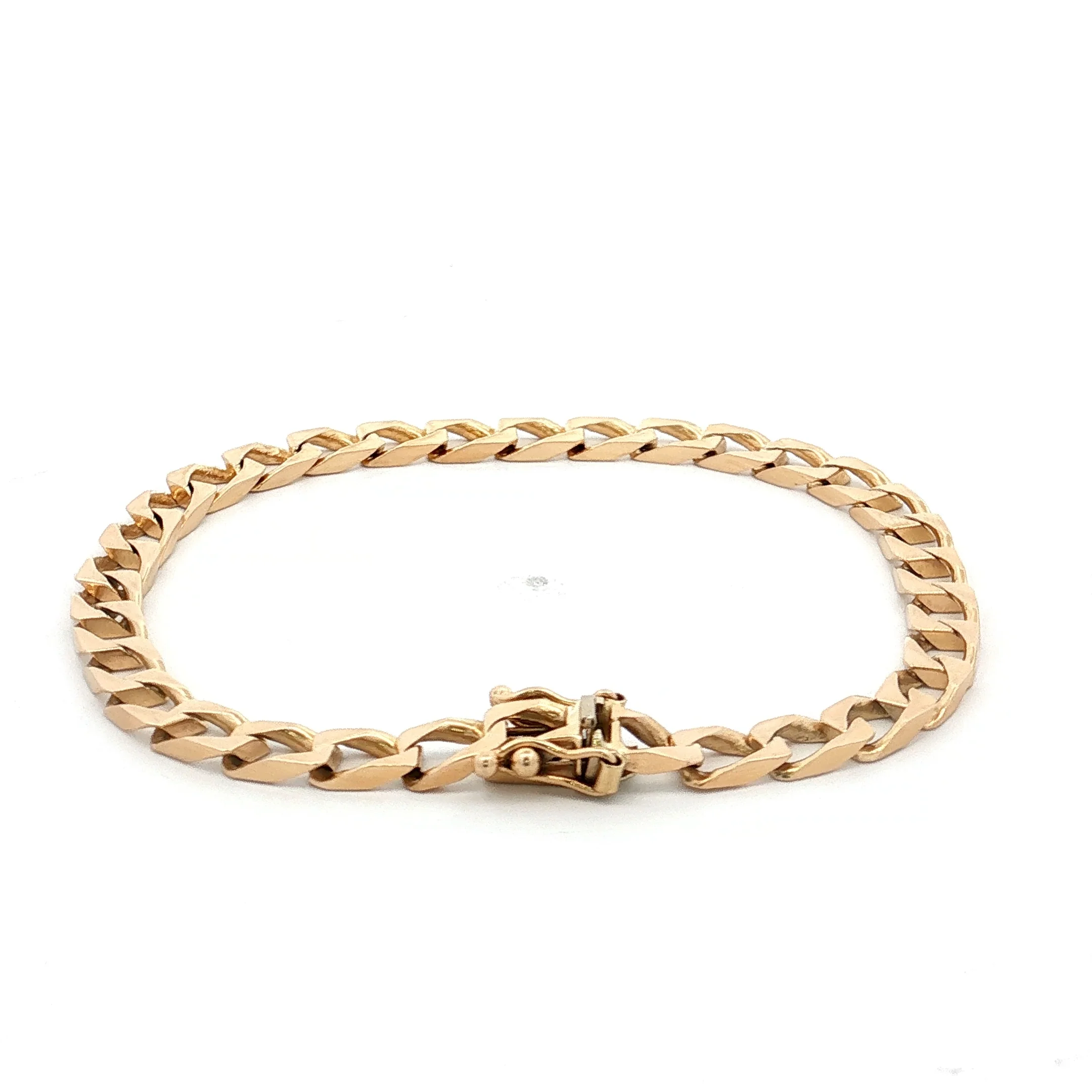 7.5" Flat Curb Link Chain Bracelet 14k Yellow Gold - Image 4