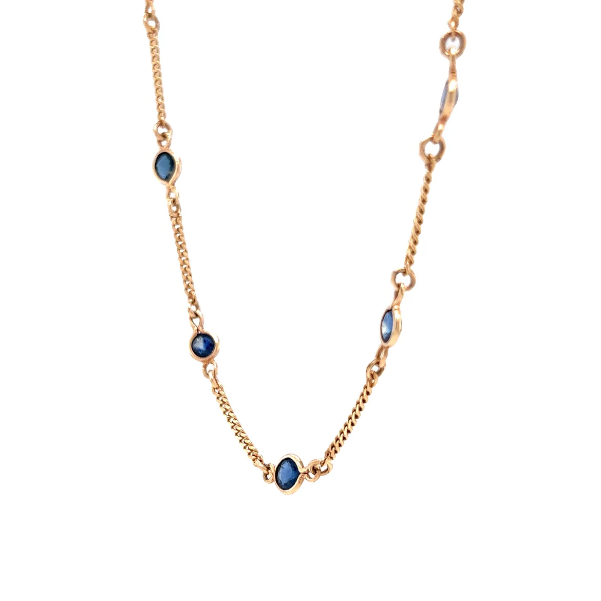 7.75 Bezel Set Sapphire Necklace in 18k Yellow Gold - Image 2