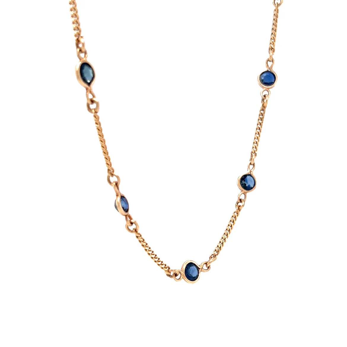 7.75 Bezel Set Sapphire Necklace in 18k Yellow Gold - Image 3
