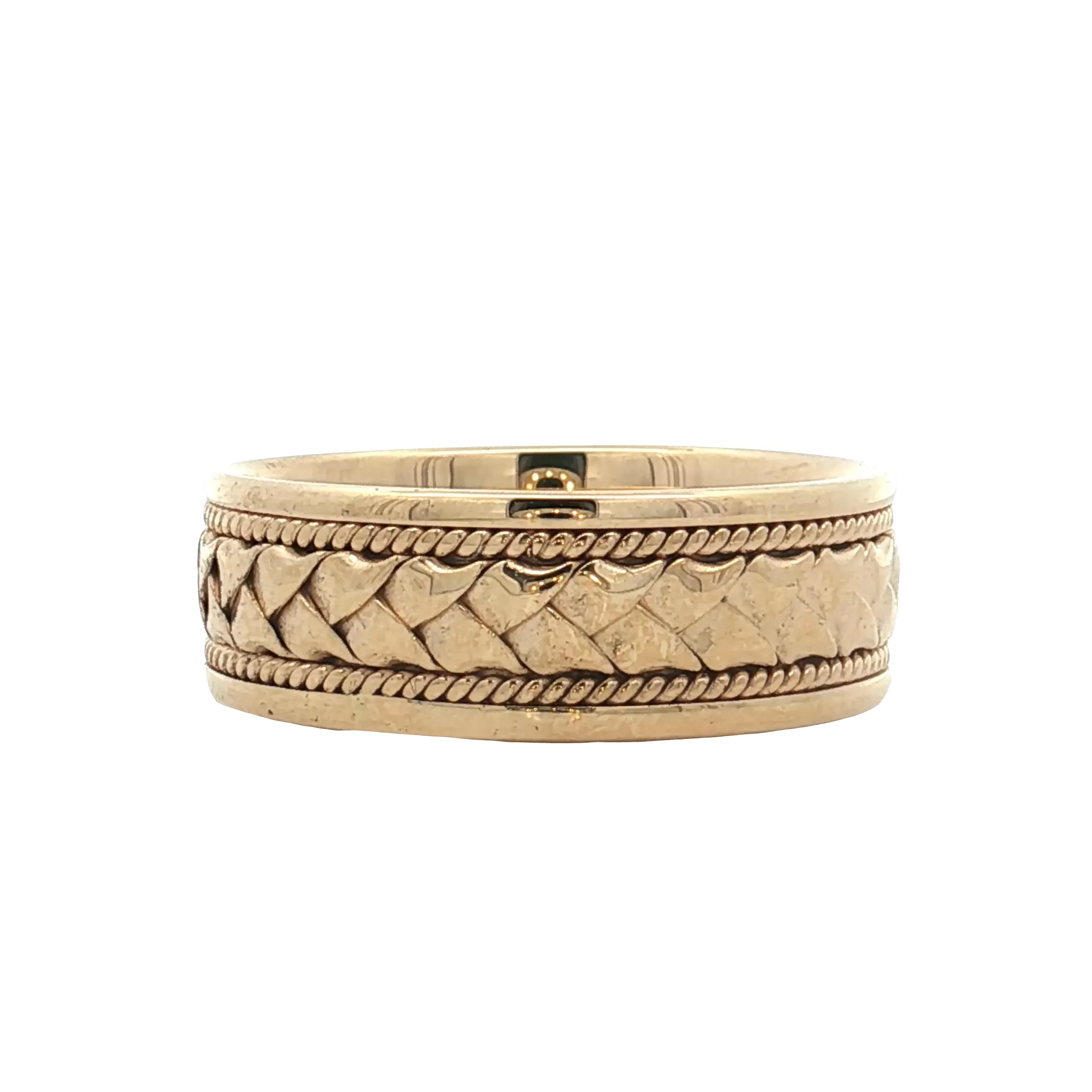 7.75 Mens Braided Texture Wedding Band 14k Yellow Gold