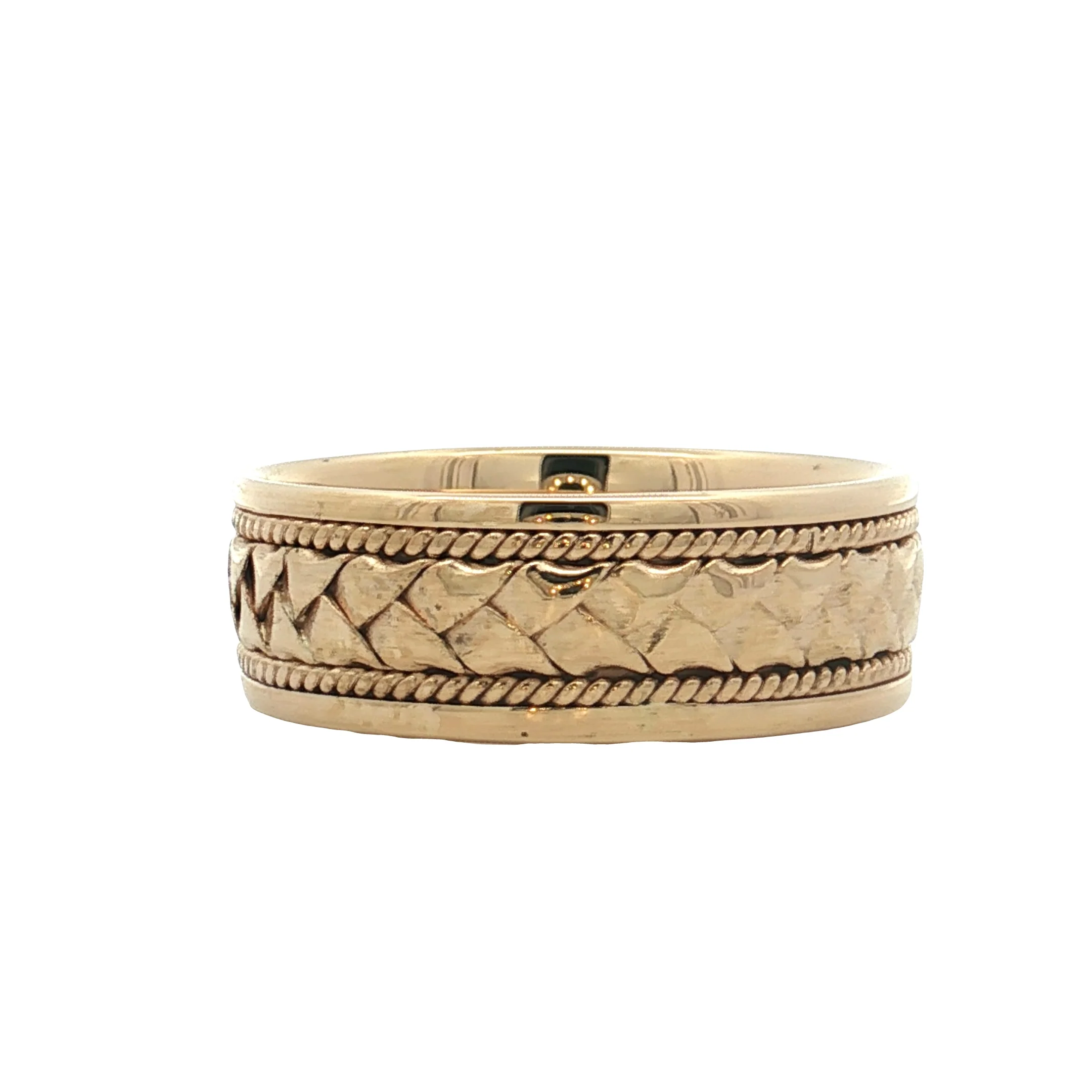 7.75 Mens Braided Texture Wedding Band 14k Yellow Gold - Image 2