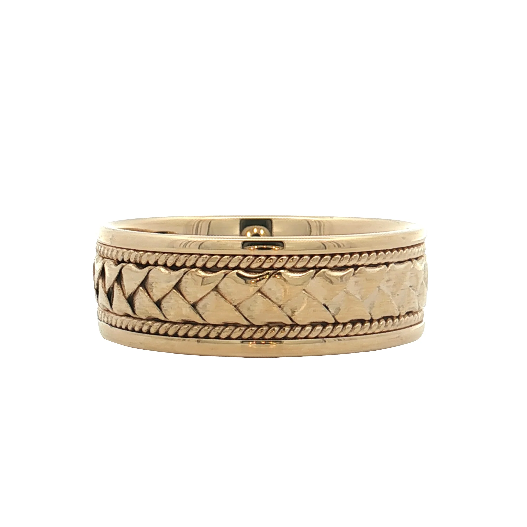 7.75 Mens Braided Texture Wedding Band 14k Yellow Gold - Image 3