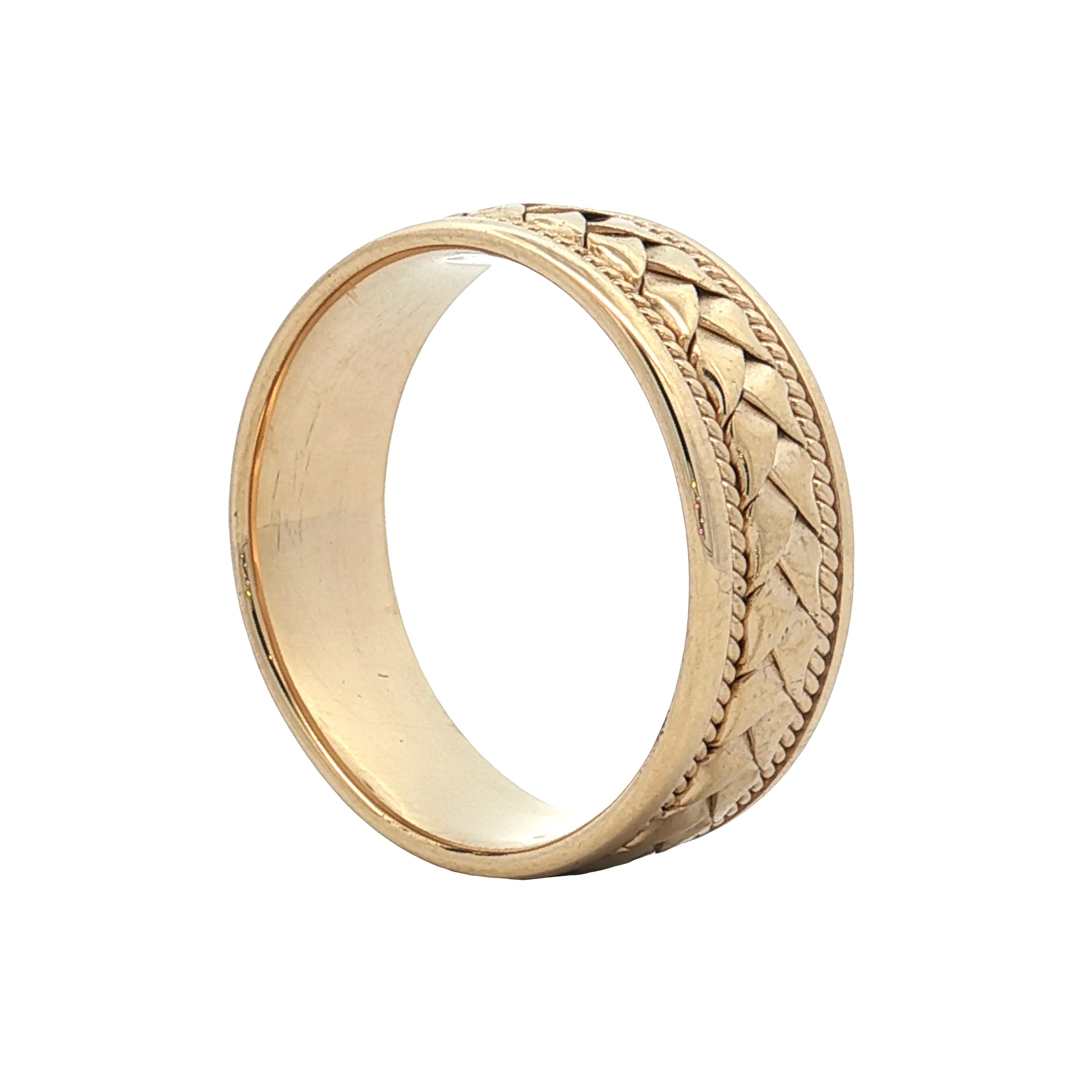 7.75 Mens Braided Texture Wedding Band 14k Yellow Gold - Image 5
