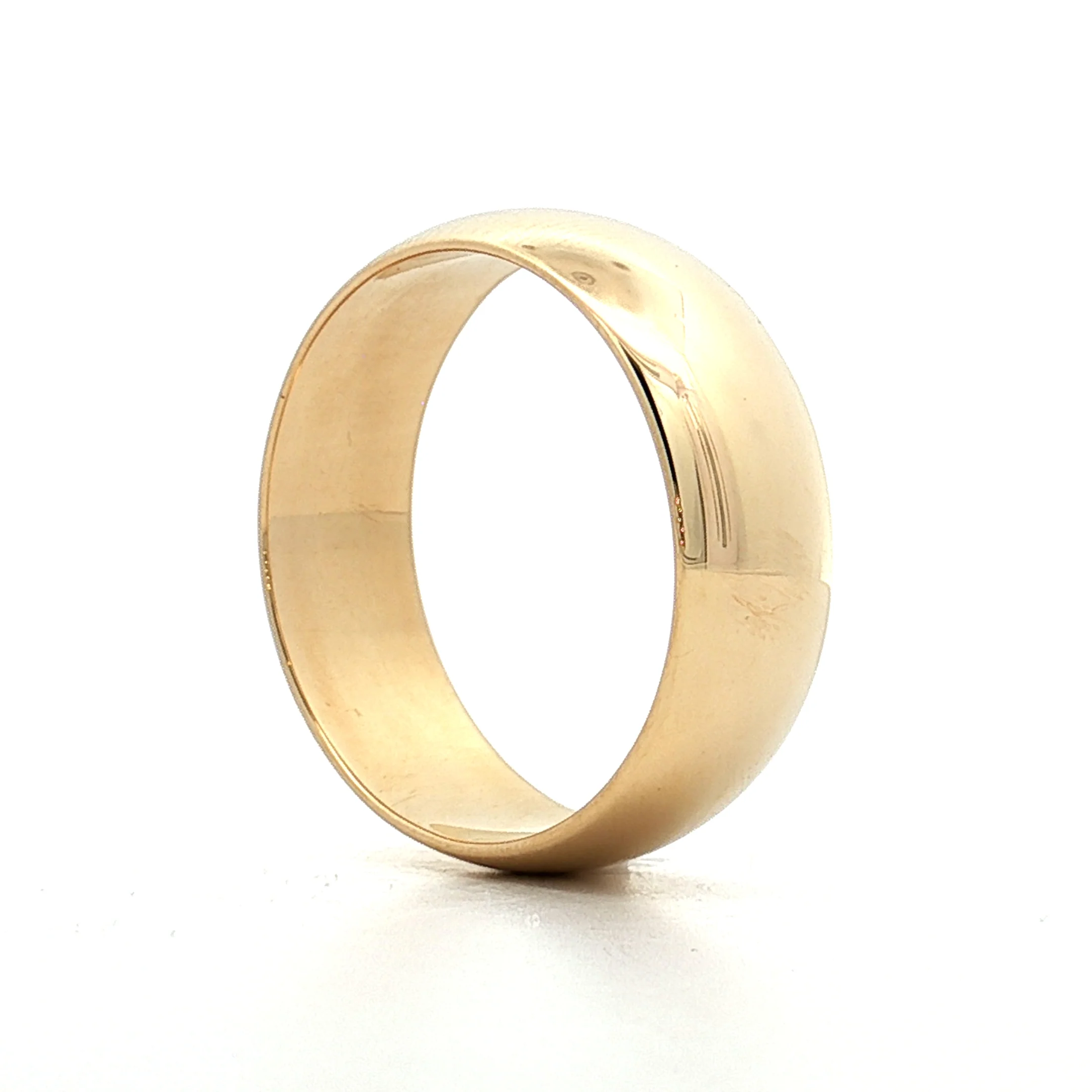 7.75mm Mens Half Round Wedding Band 14k Yellow Gold - Image 5