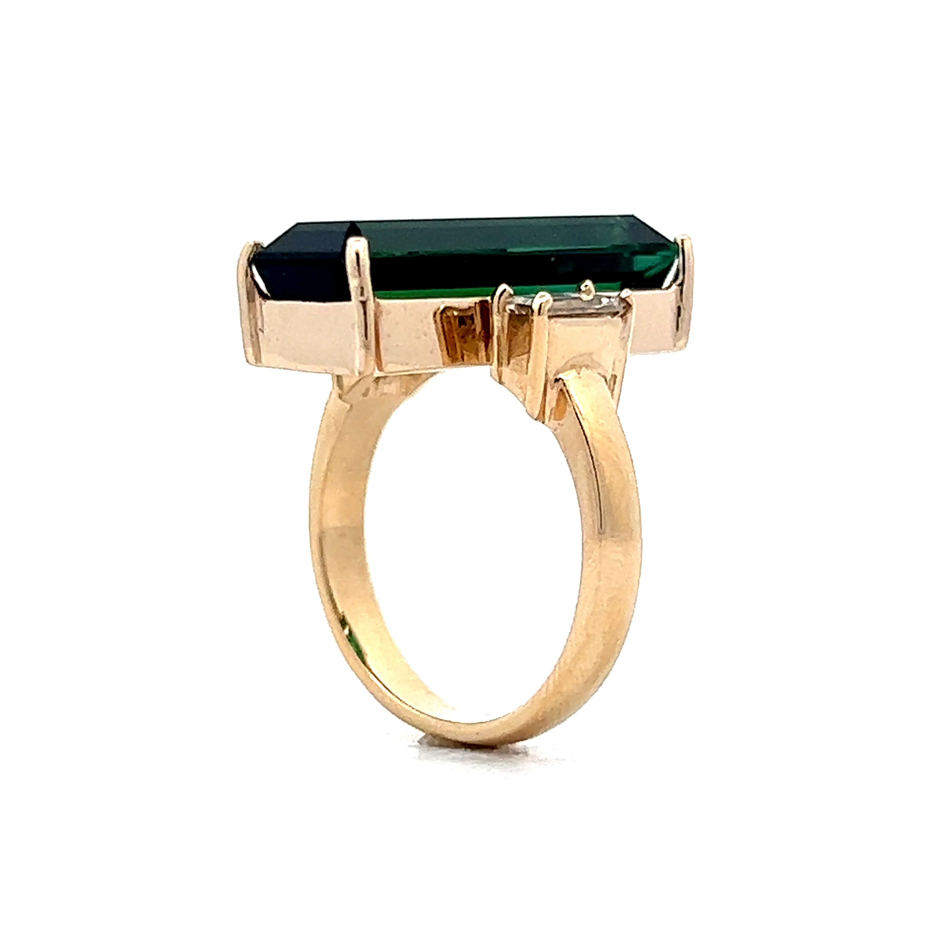7.78 Emerald Cut Tourmaline & Diamond Ring in 14k Yellow Gold - Image 5