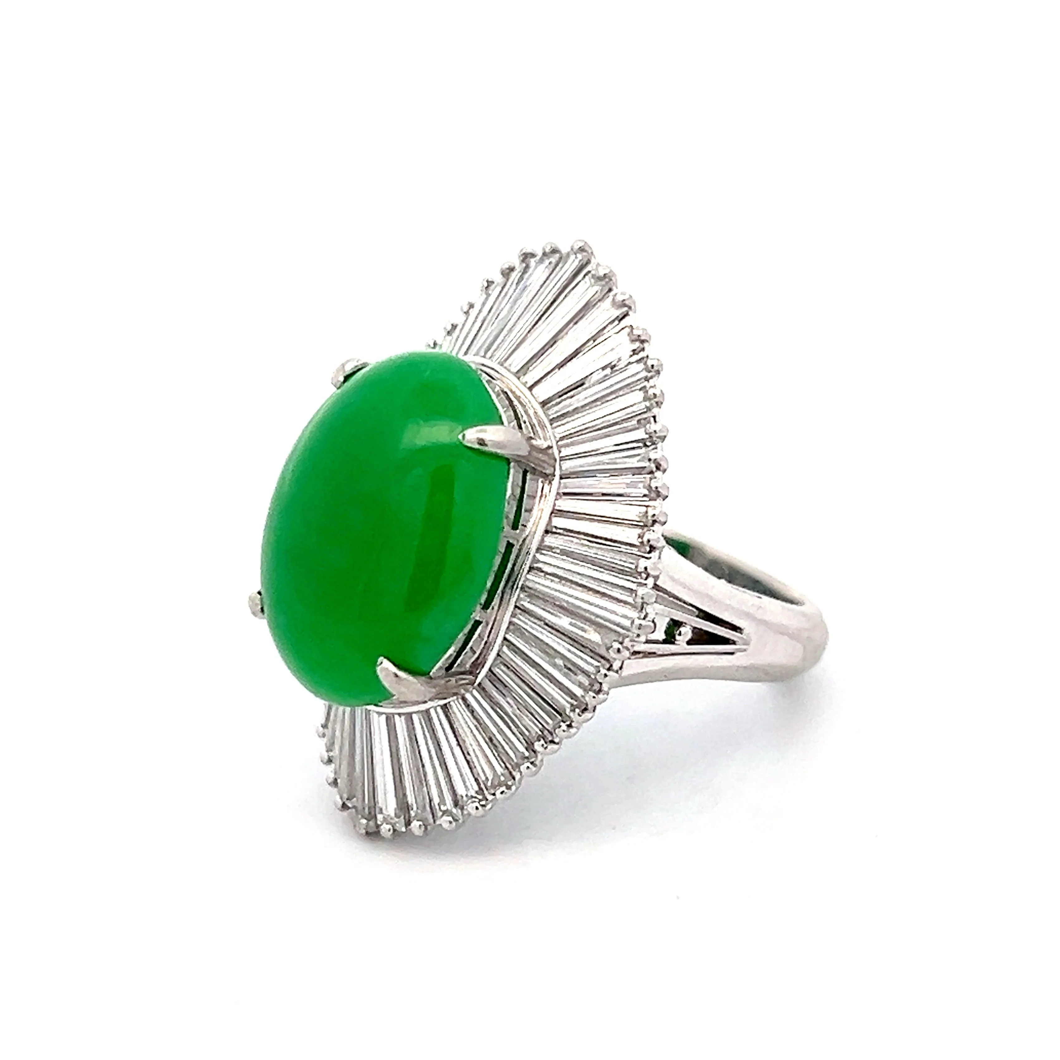 7.86 Cabochon Jadeite Cocktail Ring in Platinum - Image 2