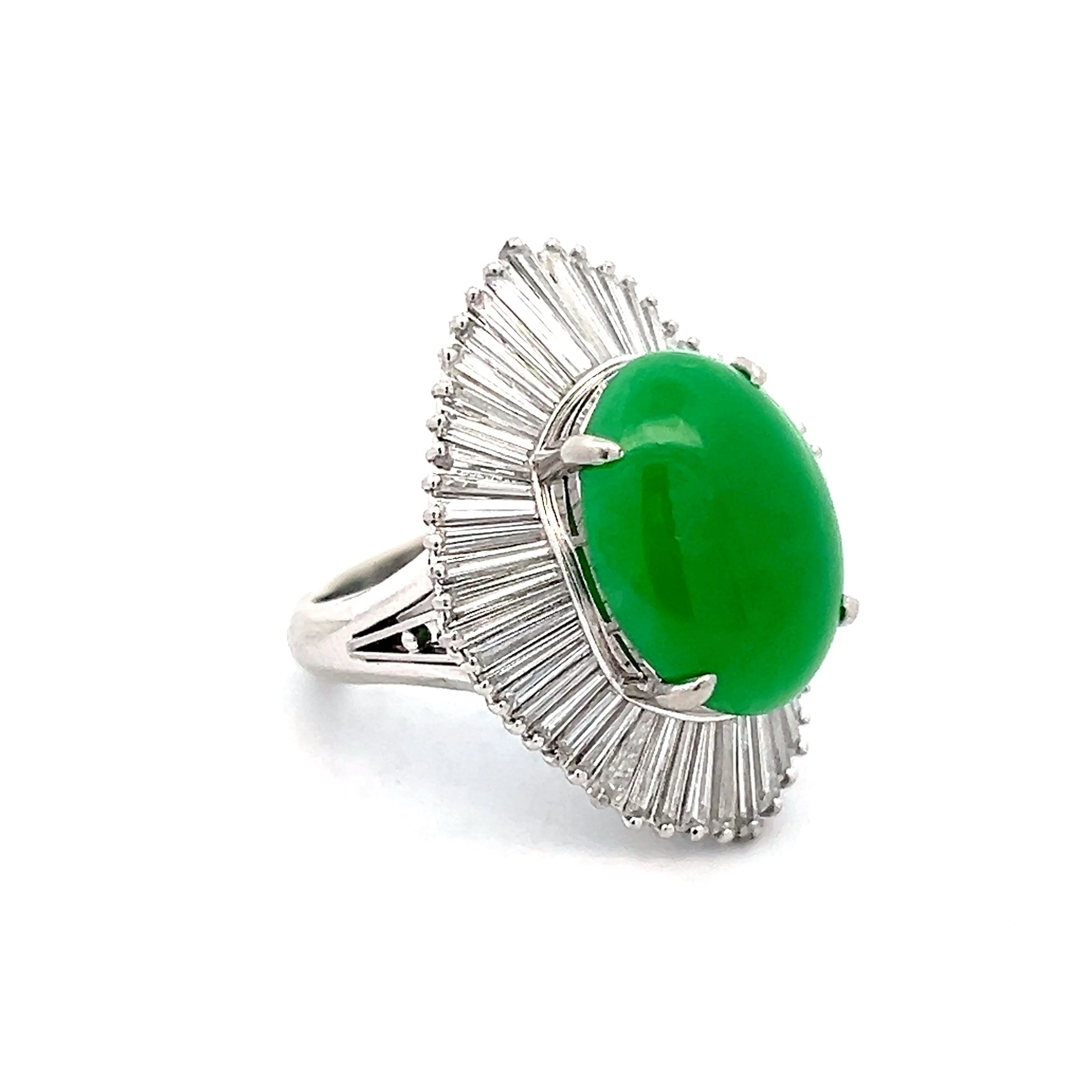7.86 Cabochon Jadeite Cocktail Ring in Platinum - Image 3