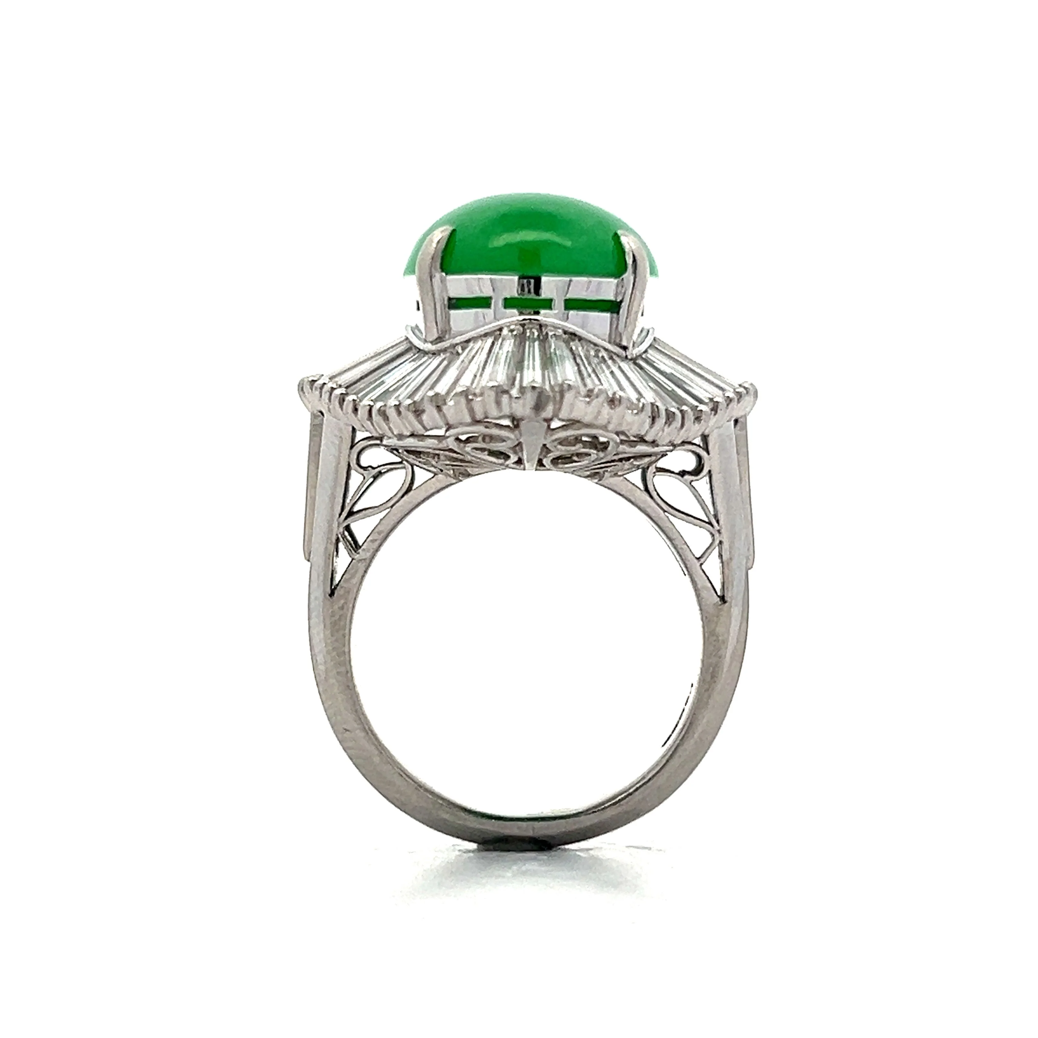 7.86 Cabochon Jadeite Cocktail Ring in Platinum - Image 4