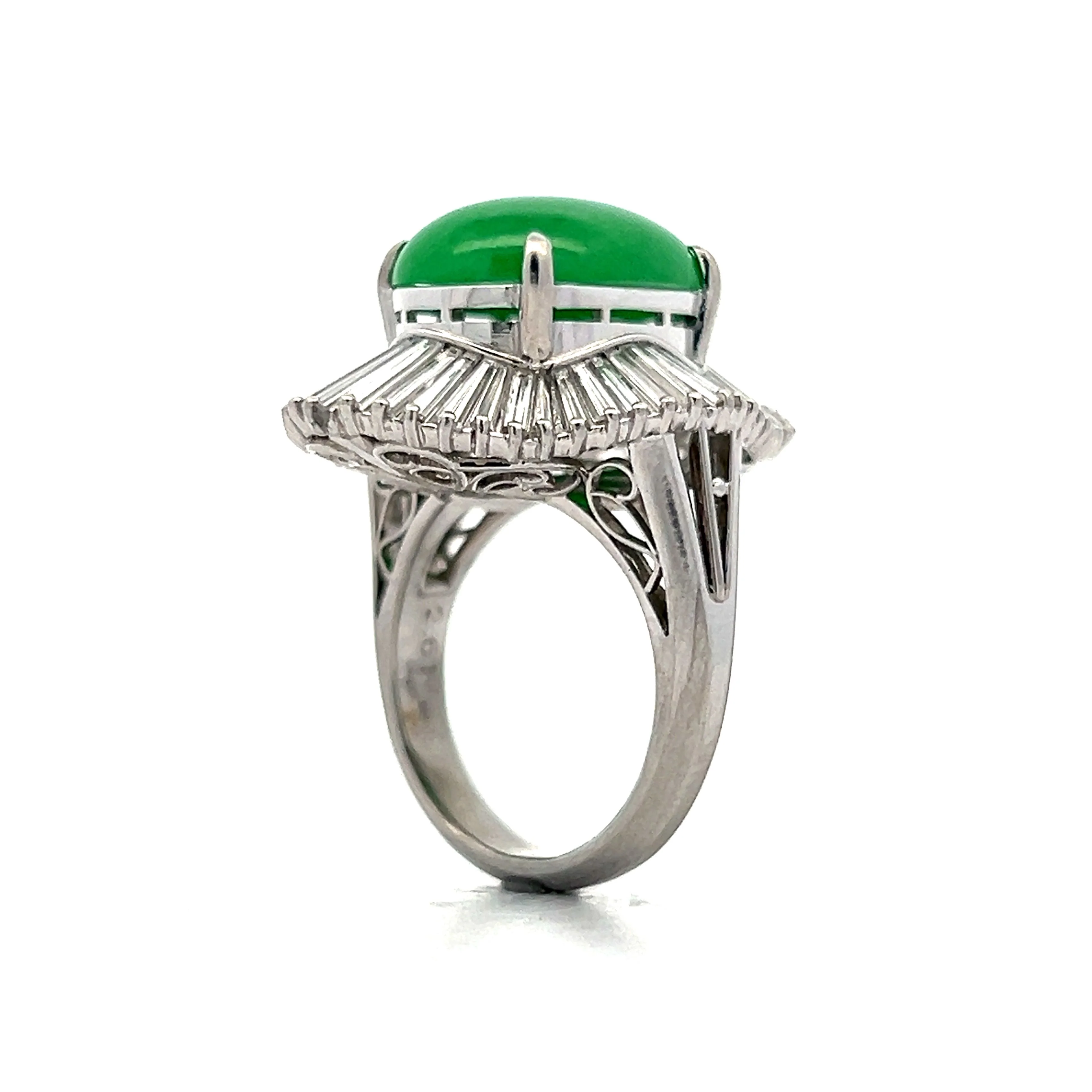 7.86 Cabochon Jadeite Cocktail Ring in Platinum - Image 5