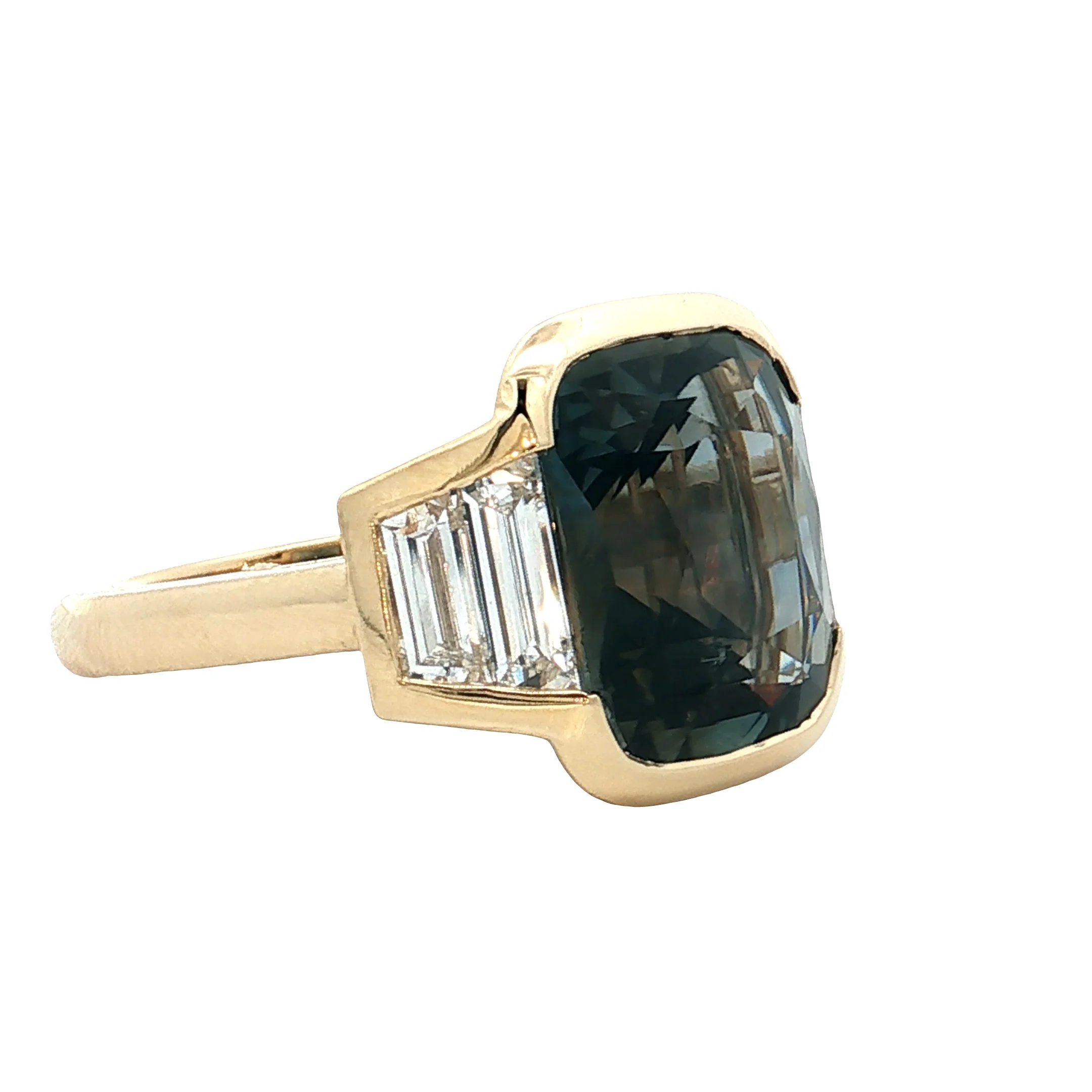 7.95 Bezel Sapphire Engagement Ring 14k Yellow Gold - Image 3