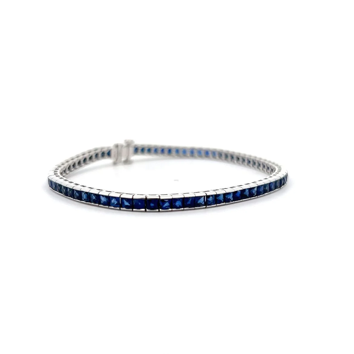 7 Carat Blue Sapphire Tennis Bracelet in Platinum - Image 3