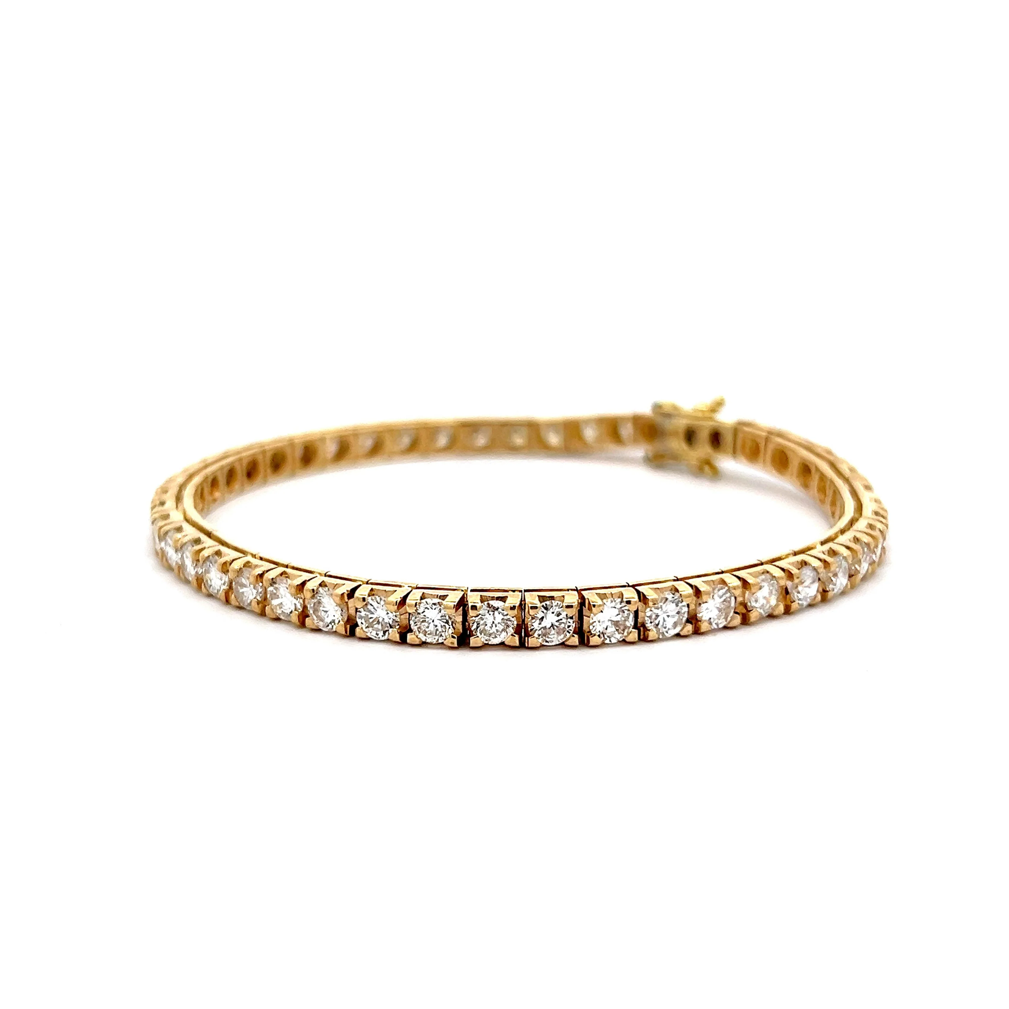 7 Carat Diamond Tennis Bracelet in 14k Yellow Gold - Image 2