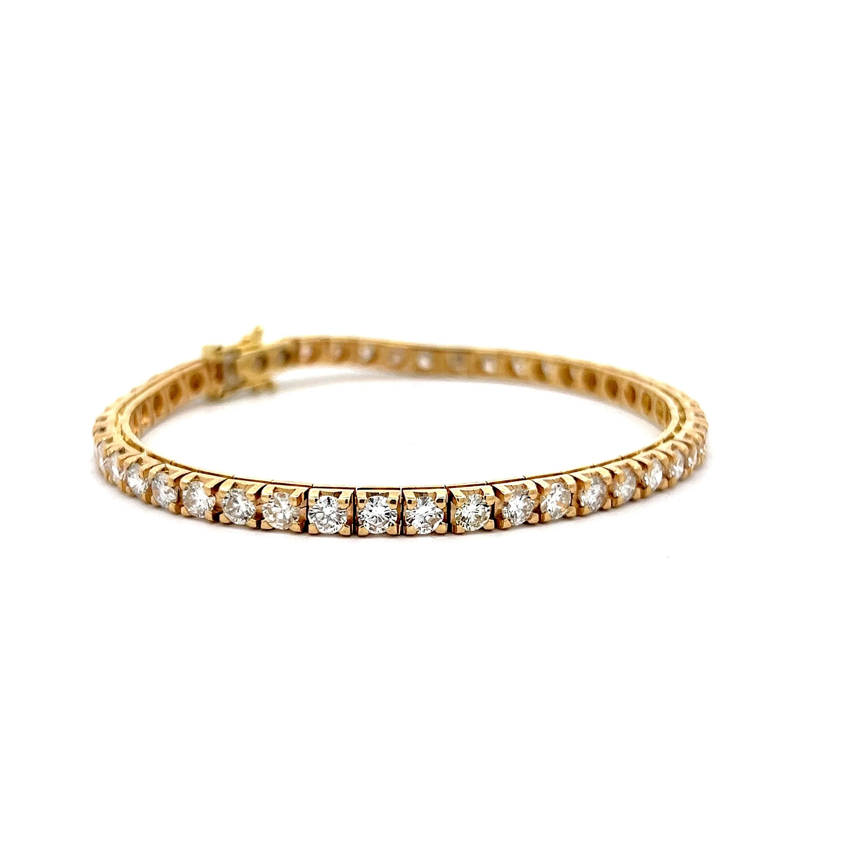 7 Carat Diamond Tennis Bracelet in 14k Yellow Gold - Image 3