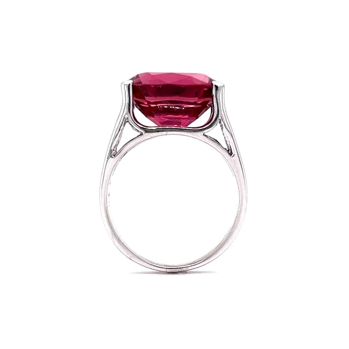 7 Carat Oval Cut Rubellite Tourmaline Cocktail Ring in 18k White Gold - Image 4