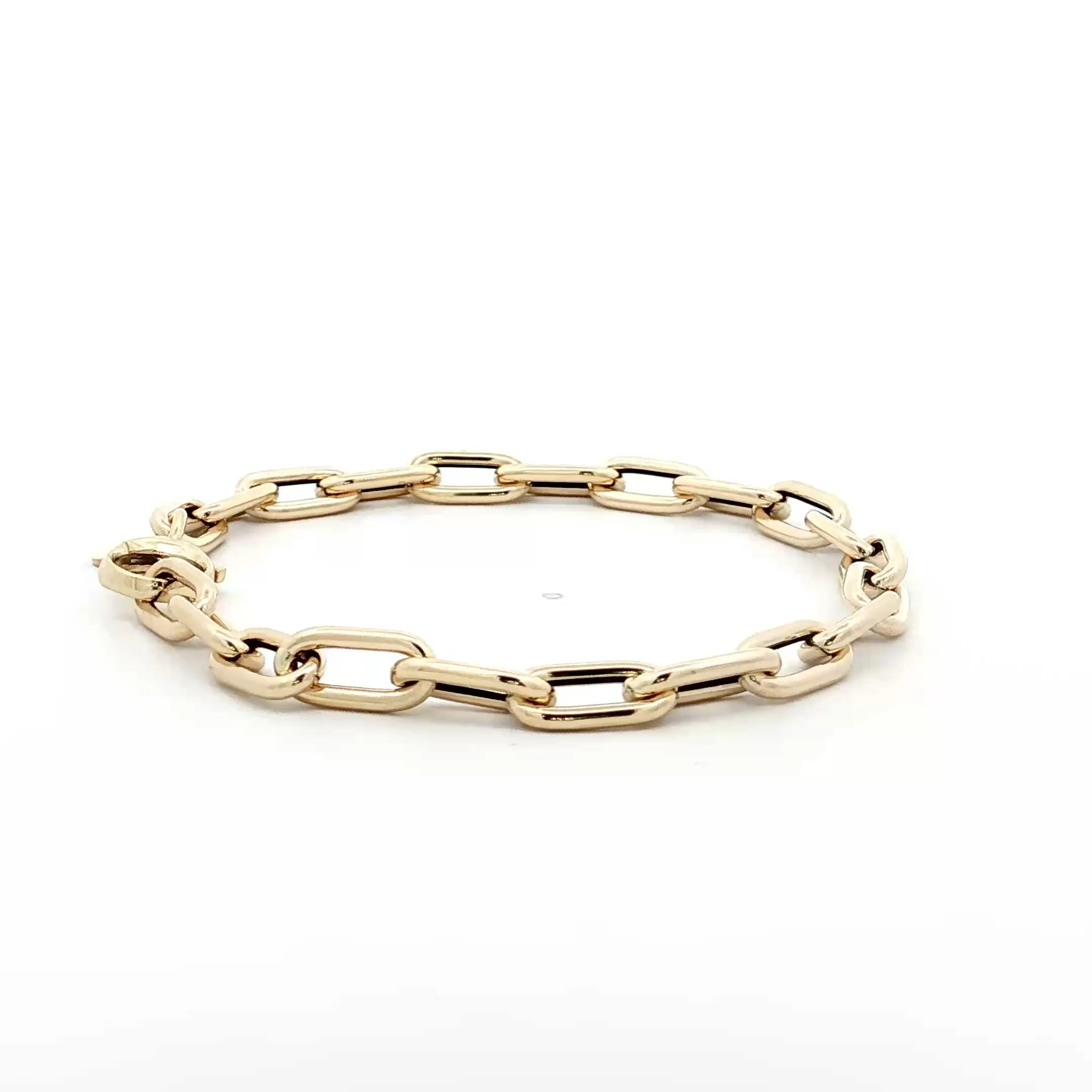 7" Elongated Oval Link Charm Bracelet 14k - Image 3