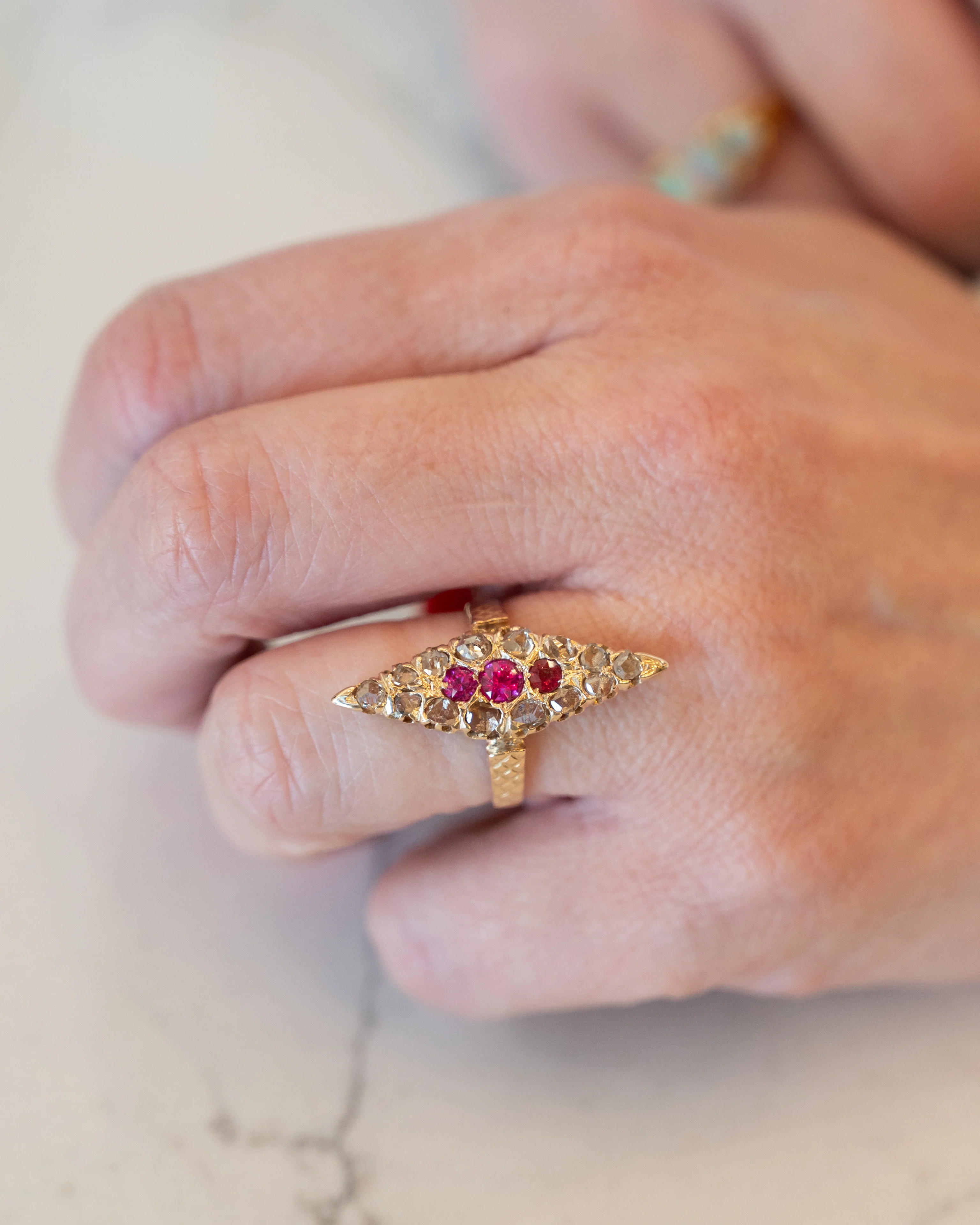 .70 Antique Victorian Ruby & Diamond Ring in 14k - Image 7
