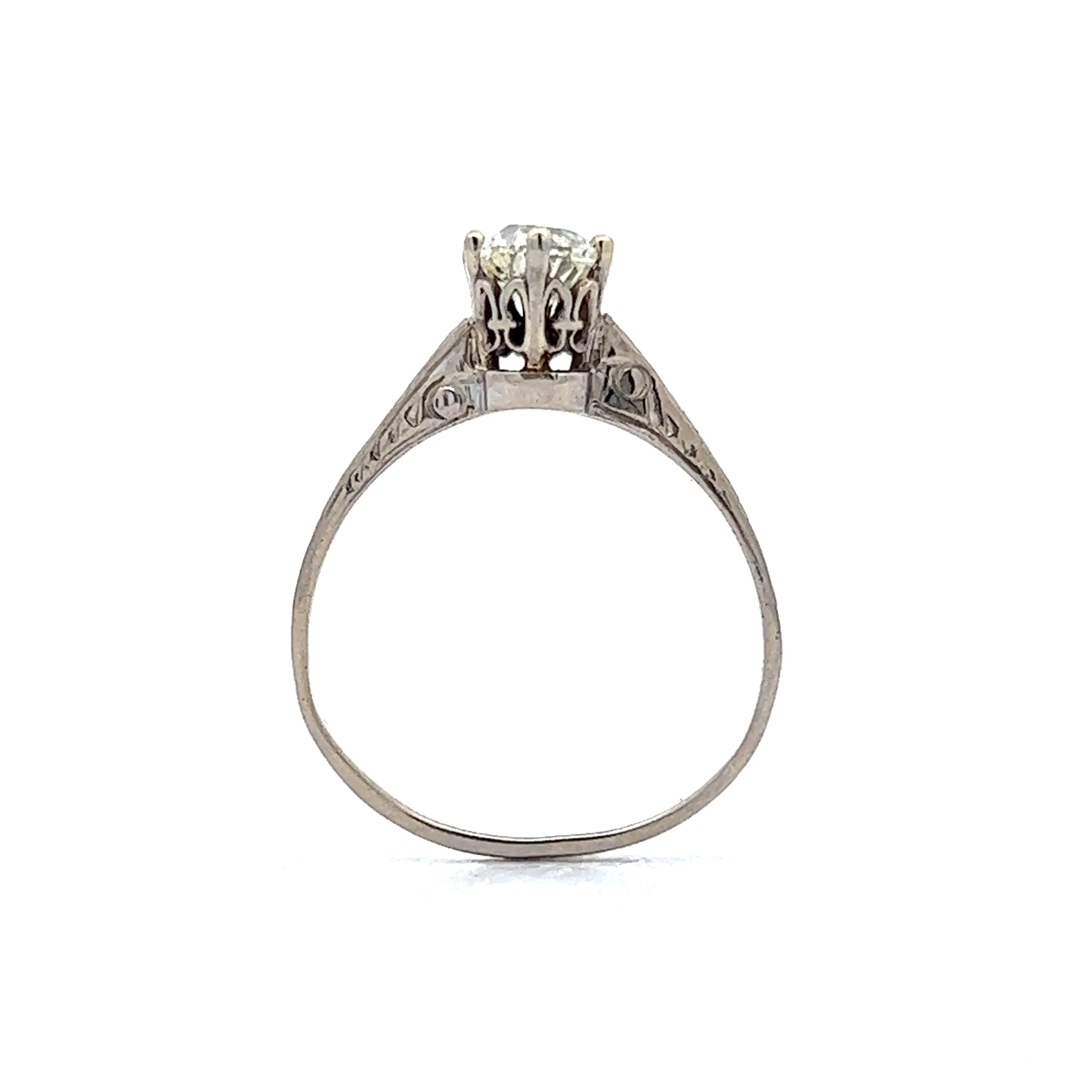 .70 Art Deco Solitaire Diamond Engagement Ring in 14k White Gold - Image 4
