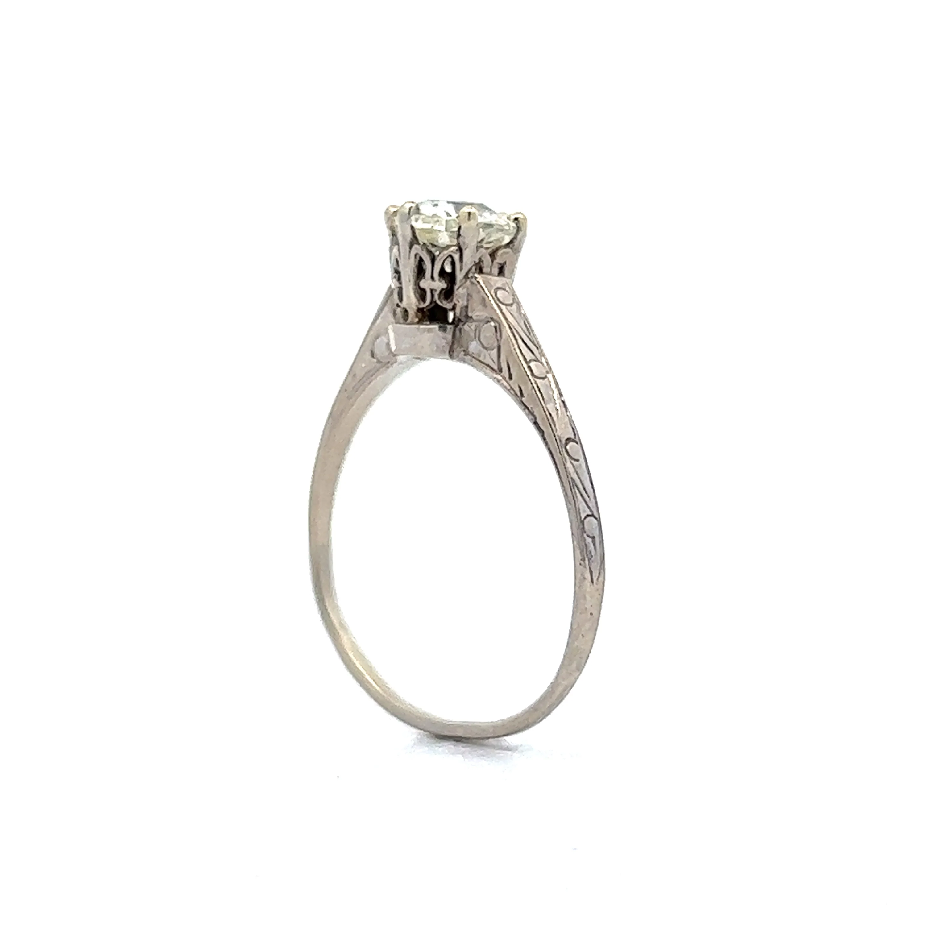 .70 Art Deco Solitaire Diamond Engagement Ring in 14k White Gold - Image 5