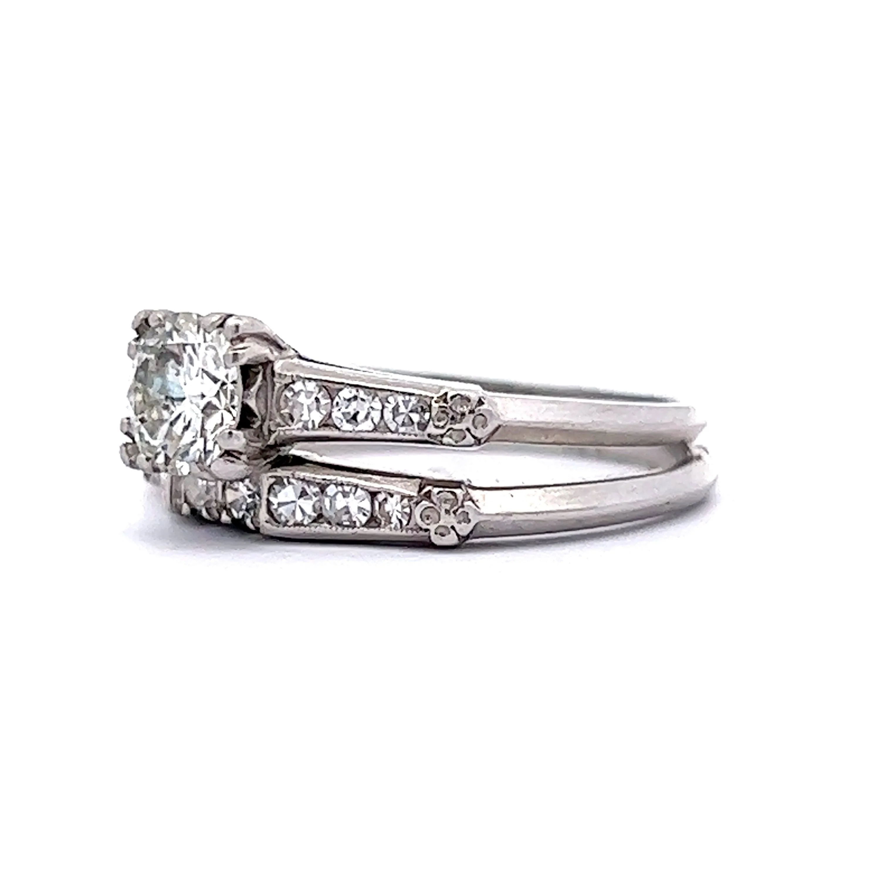 .70 Deco Diamond Engagement Ring & Wedding Band in Platinum - Image 2