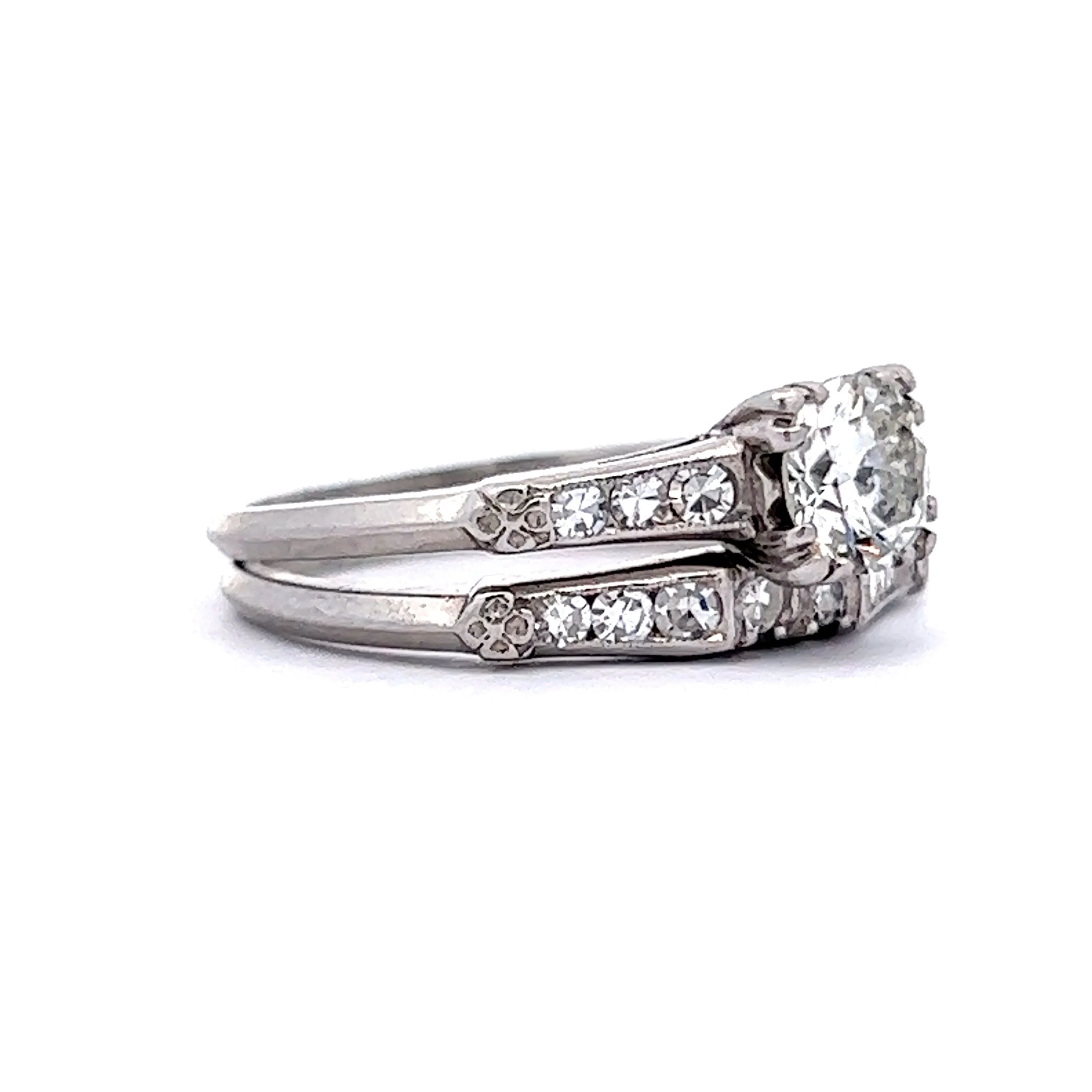 .70 Deco Diamond Engagement Ring & Wedding Band in Platinum - Image 3
