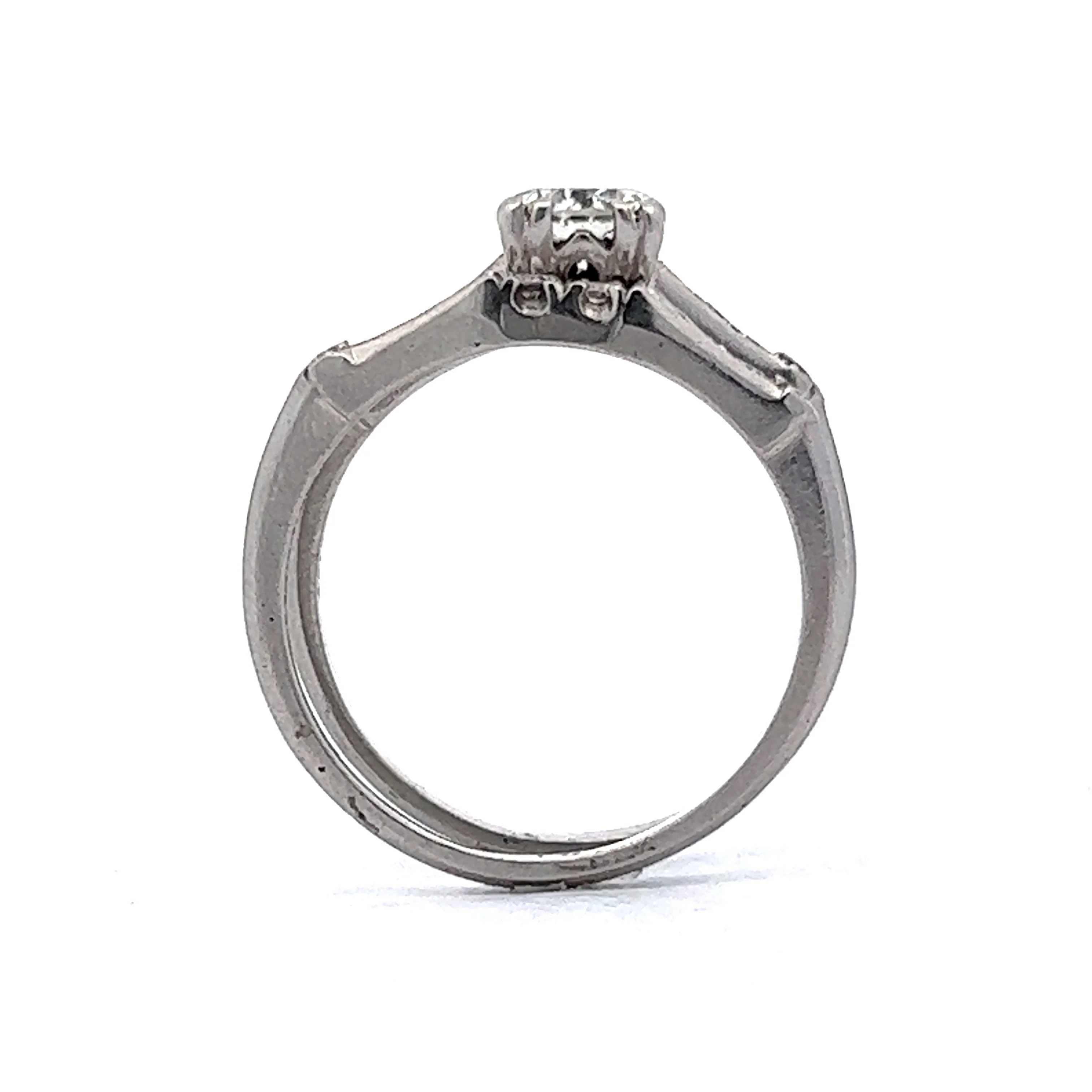 .70 Deco Diamond Engagement Ring & Wedding Band in Platinum - Image 4