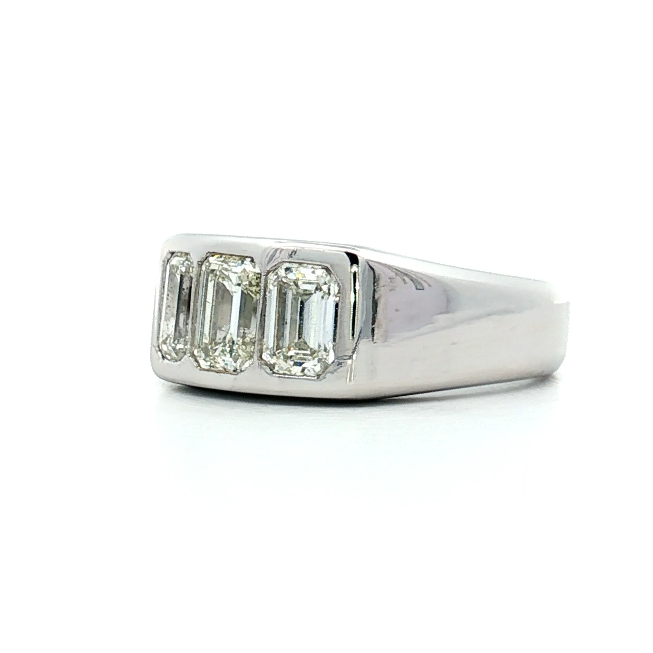 .70 Emerald Cut Diamond Three Stone Engagement Ring 14k - Image 2