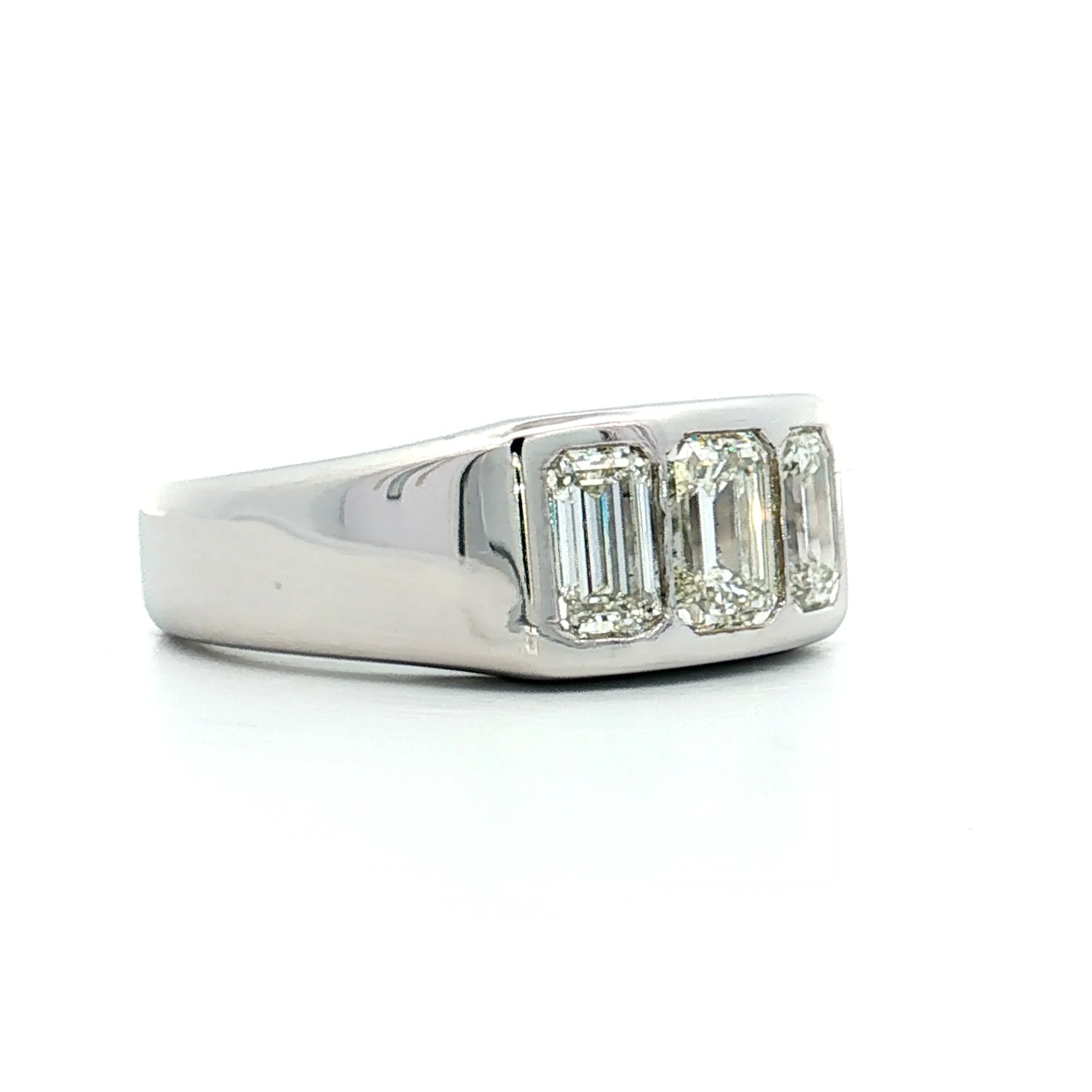 .70 Emerald Cut Diamond Three Stone Engagement Ring 14k - Image 3