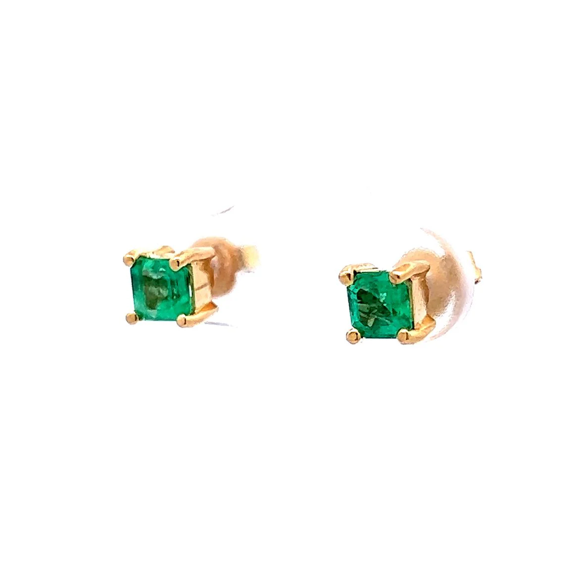 .70 Emerald Earring Studs in 14k Yellow Gold - Image 2