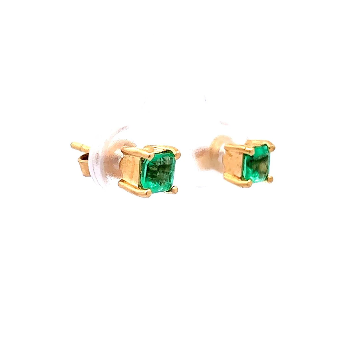 .70 Emerald Earring Studs in 14k Yellow Gold - Image 3