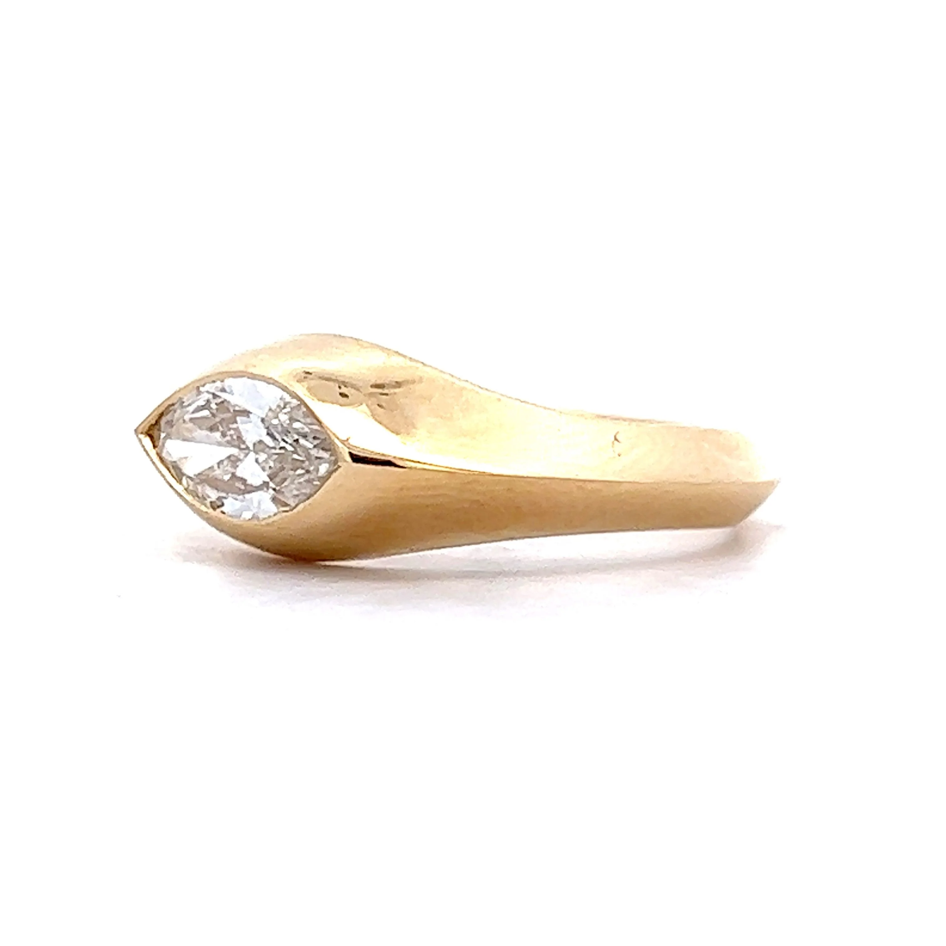 Flush Set Marquise Diamond Engagement Ring in 14k Yellow Gold - Image 2