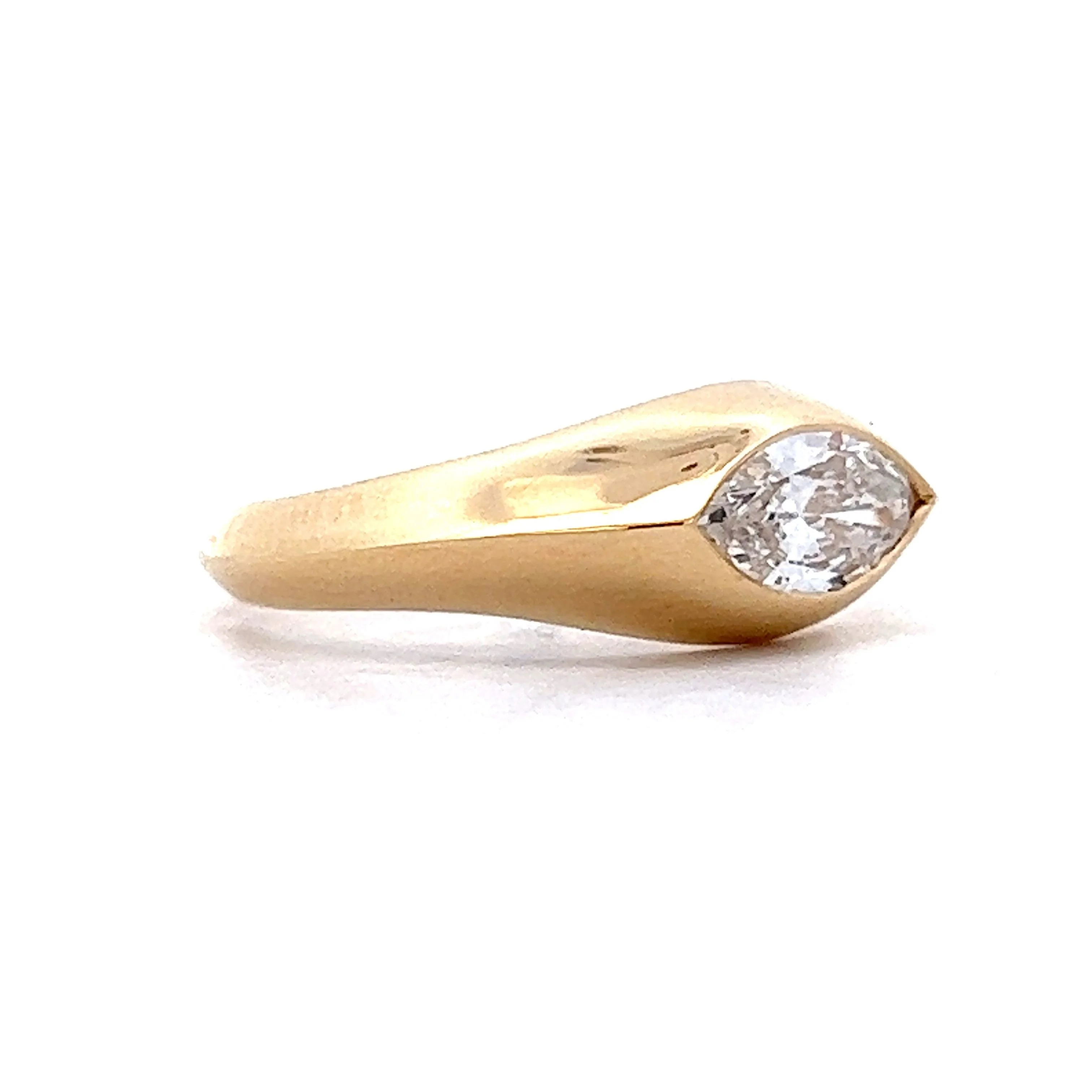Flush Set Marquise Diamond Engagement Ring in 14k Yellow Gold - Image 3