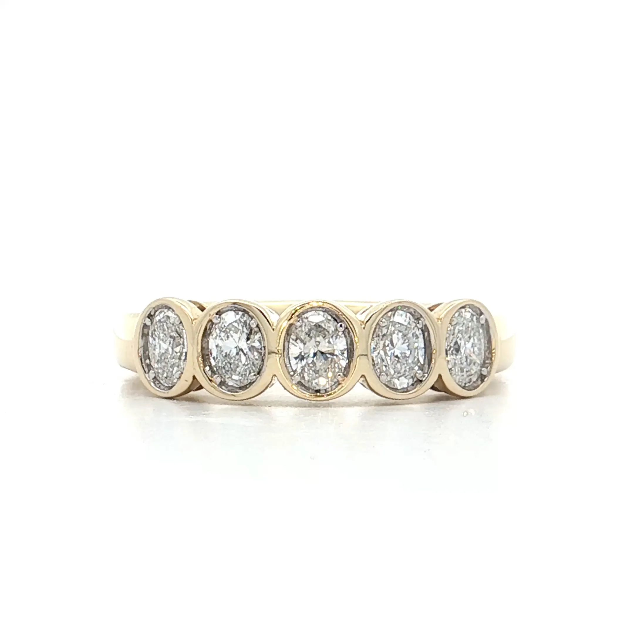 .70 Oval Diamond Wedding Band 14k Yellow Gold