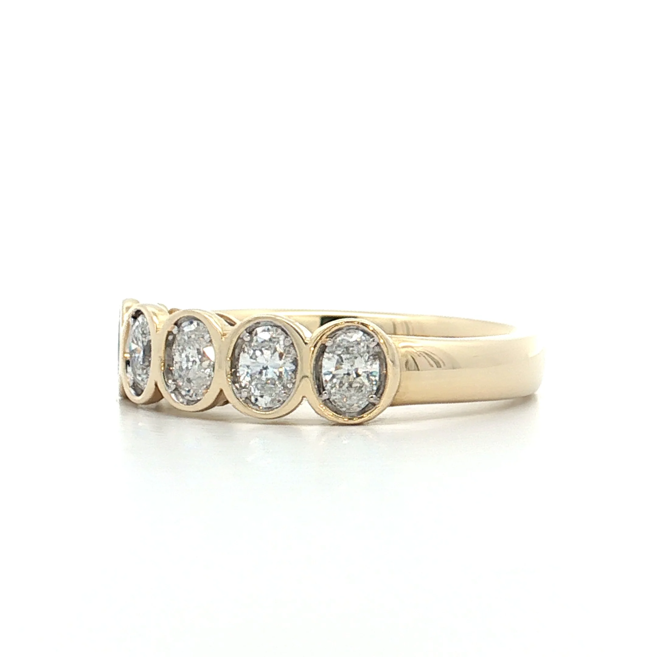 .70 Oval Diamond Wedding Band 14k Yellow Gold - Image 2