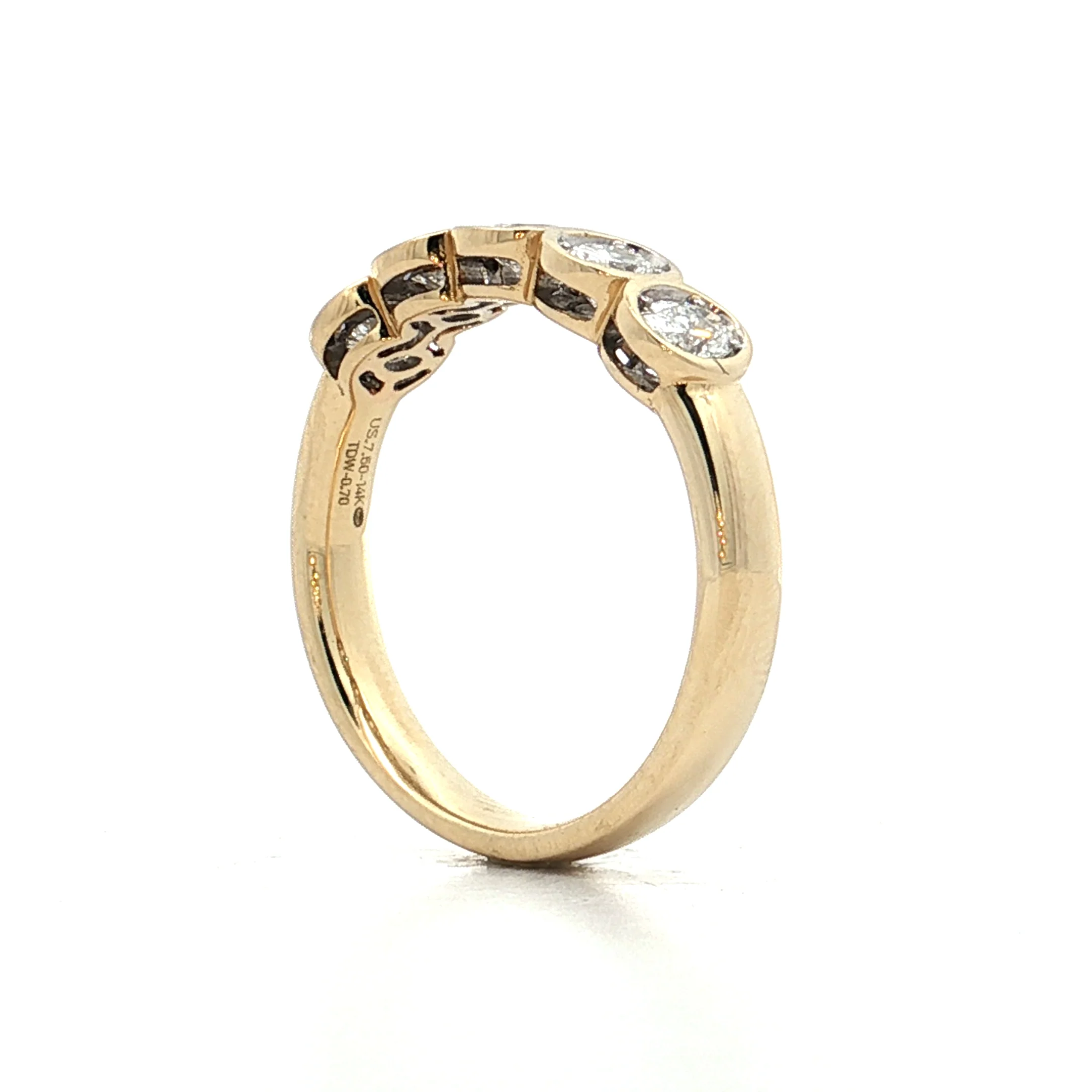.70 Oval Diamond Wedding Band 14k Yellow Gold - Image 5