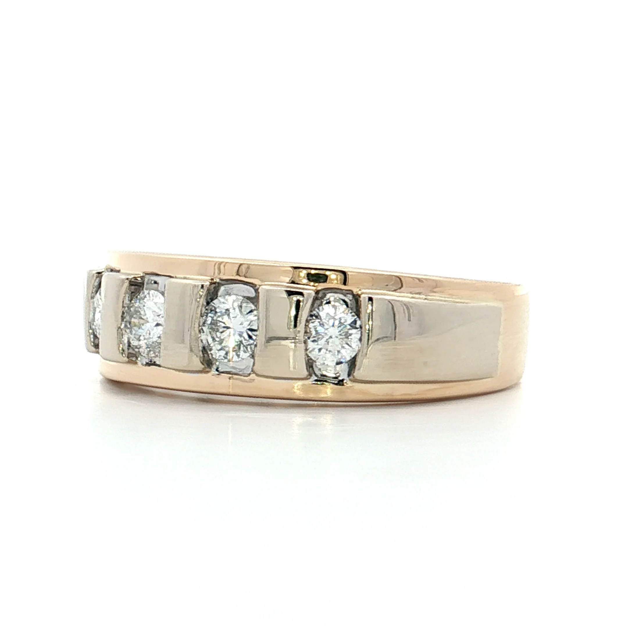 .71 Mens 5 Stone Diamond Wedding Band 14k - Image 2