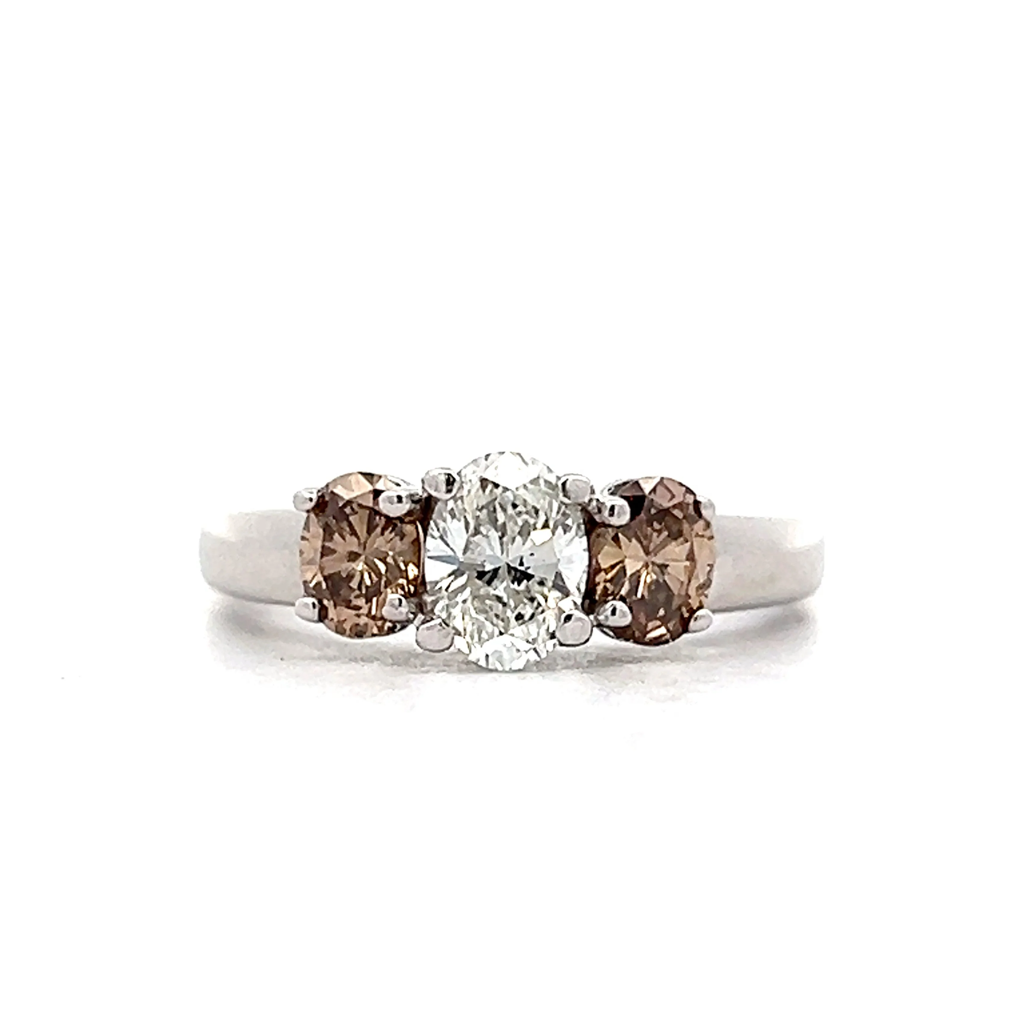 .71 Oval Diamond Three Stone Engagement Ring in 14k