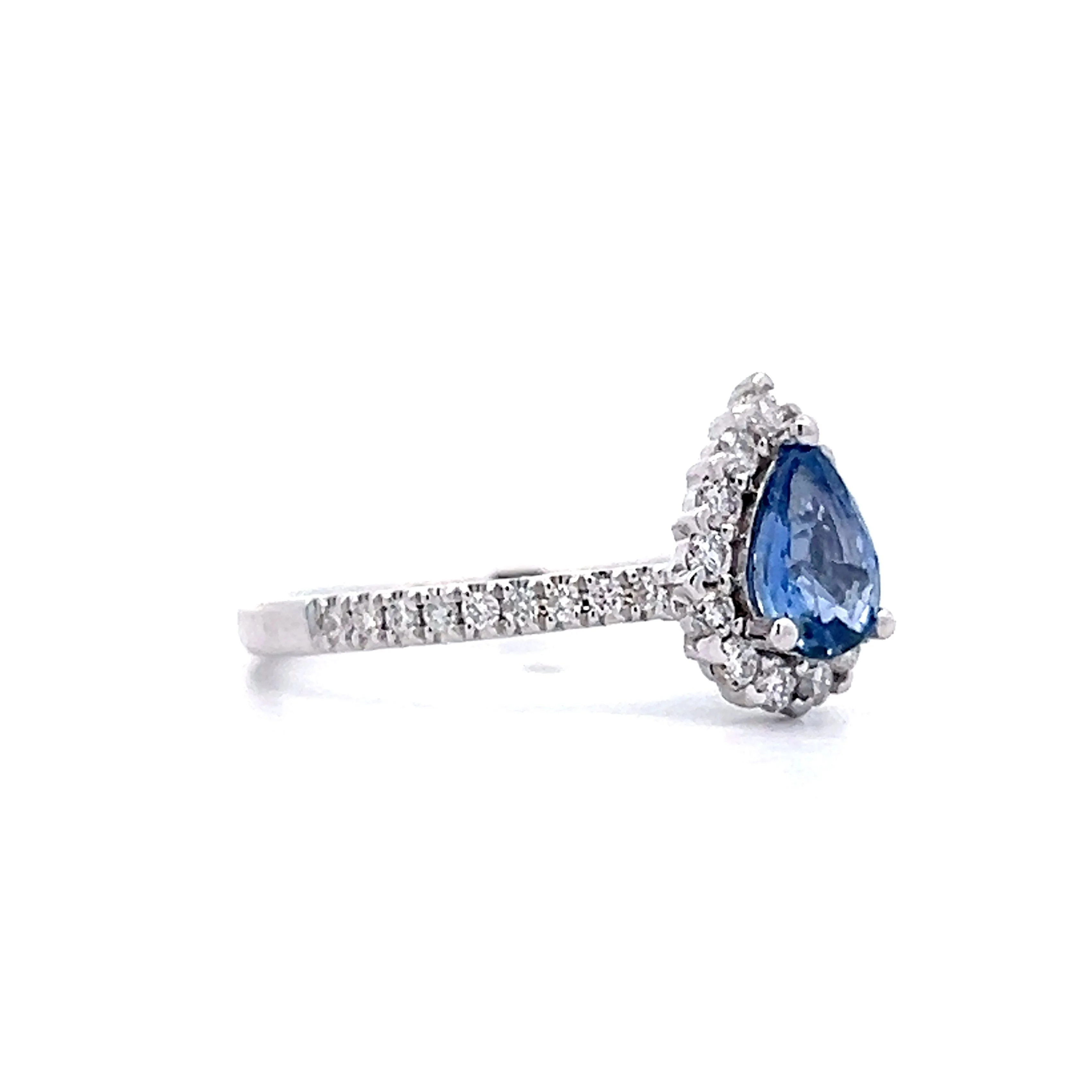 .71 Pear Sapphire Halo Engagement Ring in 14k - Image 3